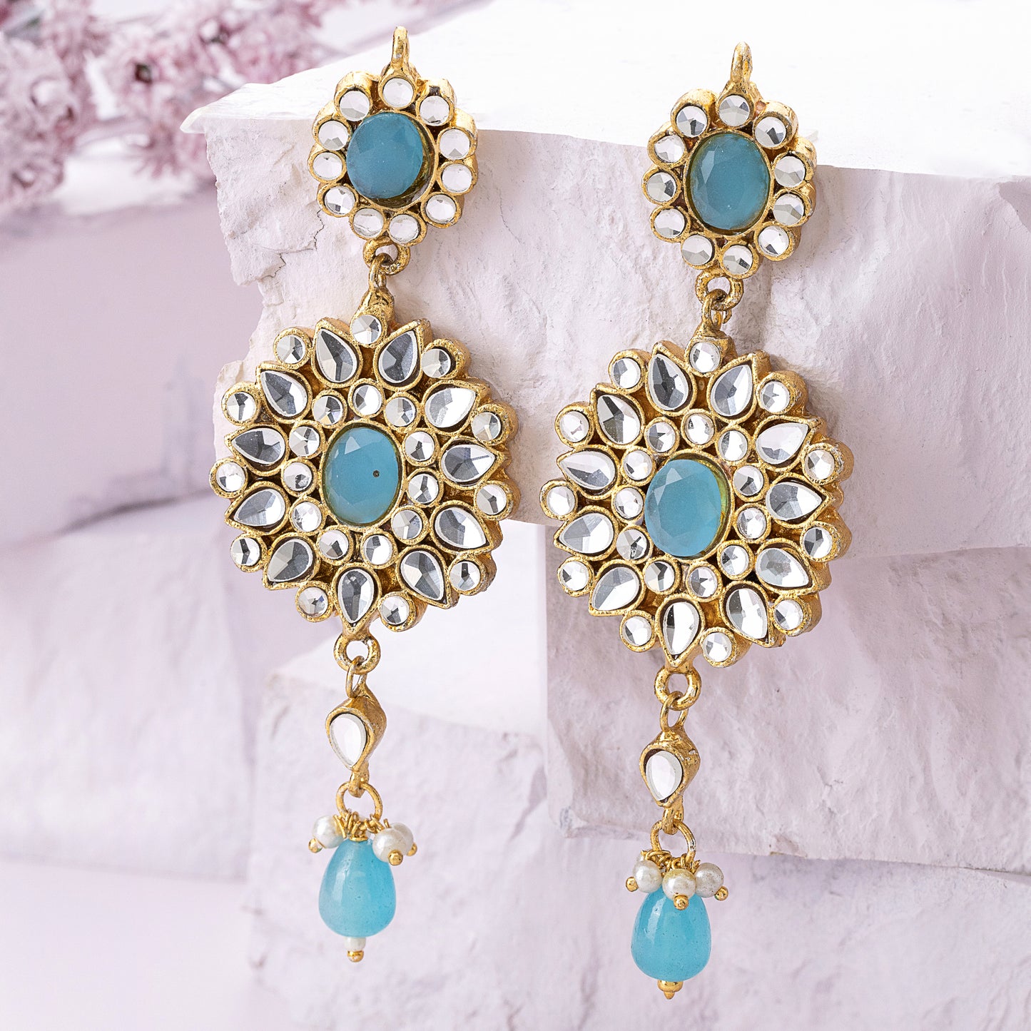 hoop kundan earrings