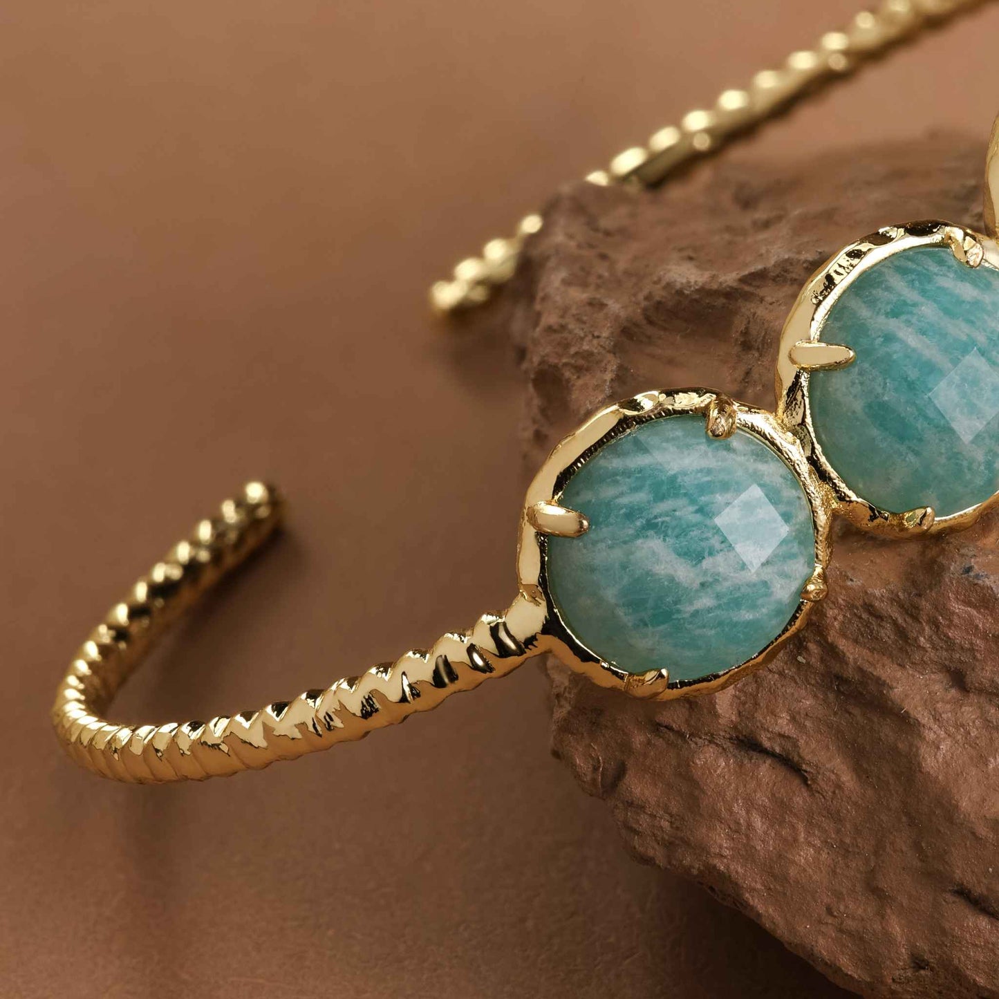 Amazonite Gold Cuff Bracelet