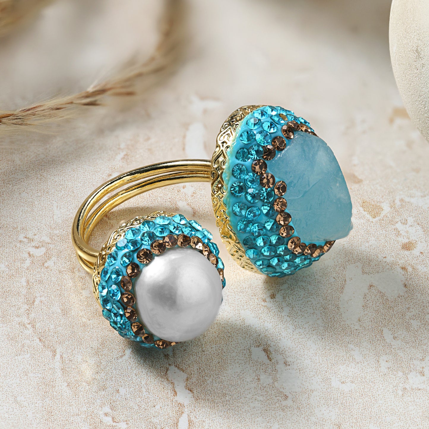 Aqua - Dual Stone Cocktail Ring