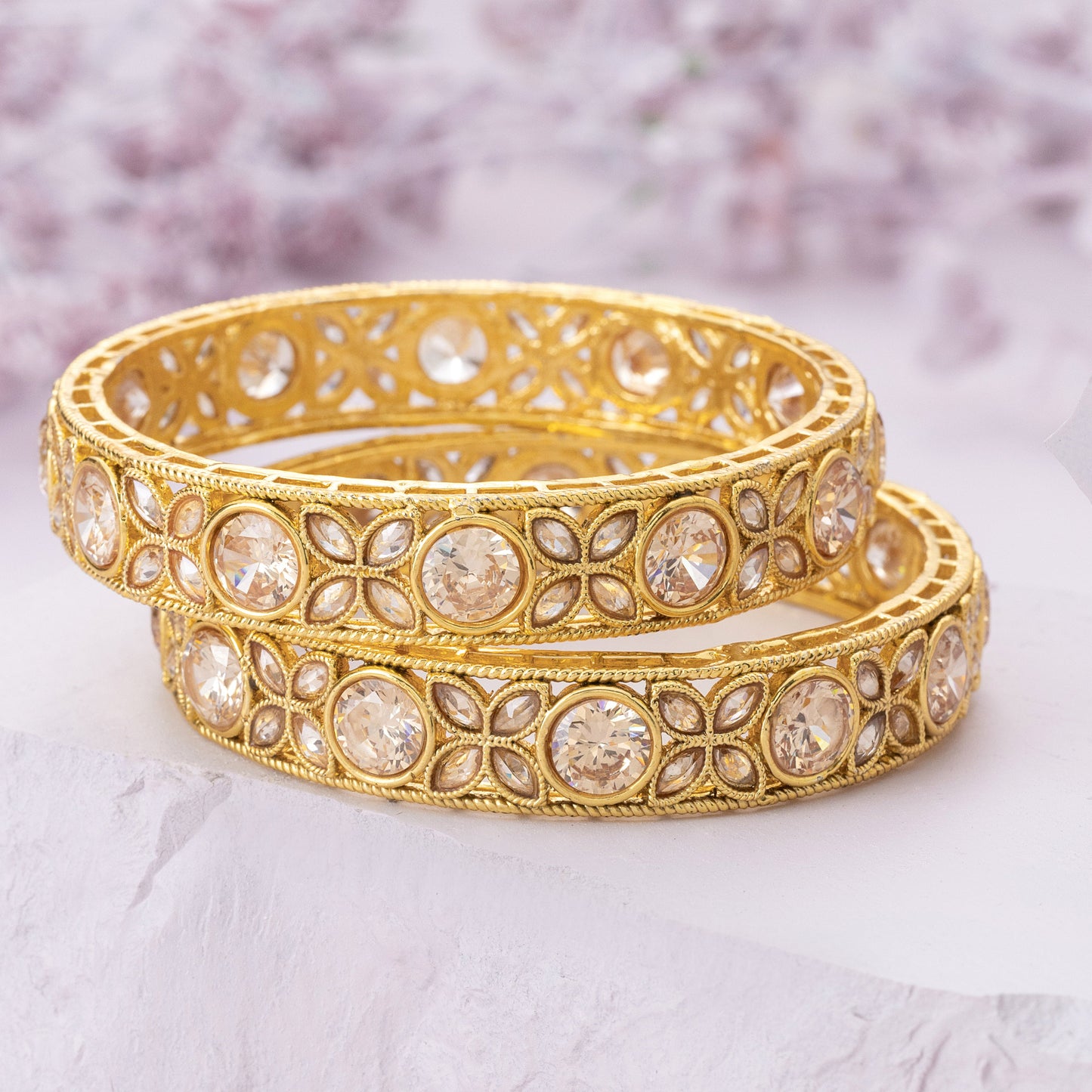 aurora gold bangles 2 piece set