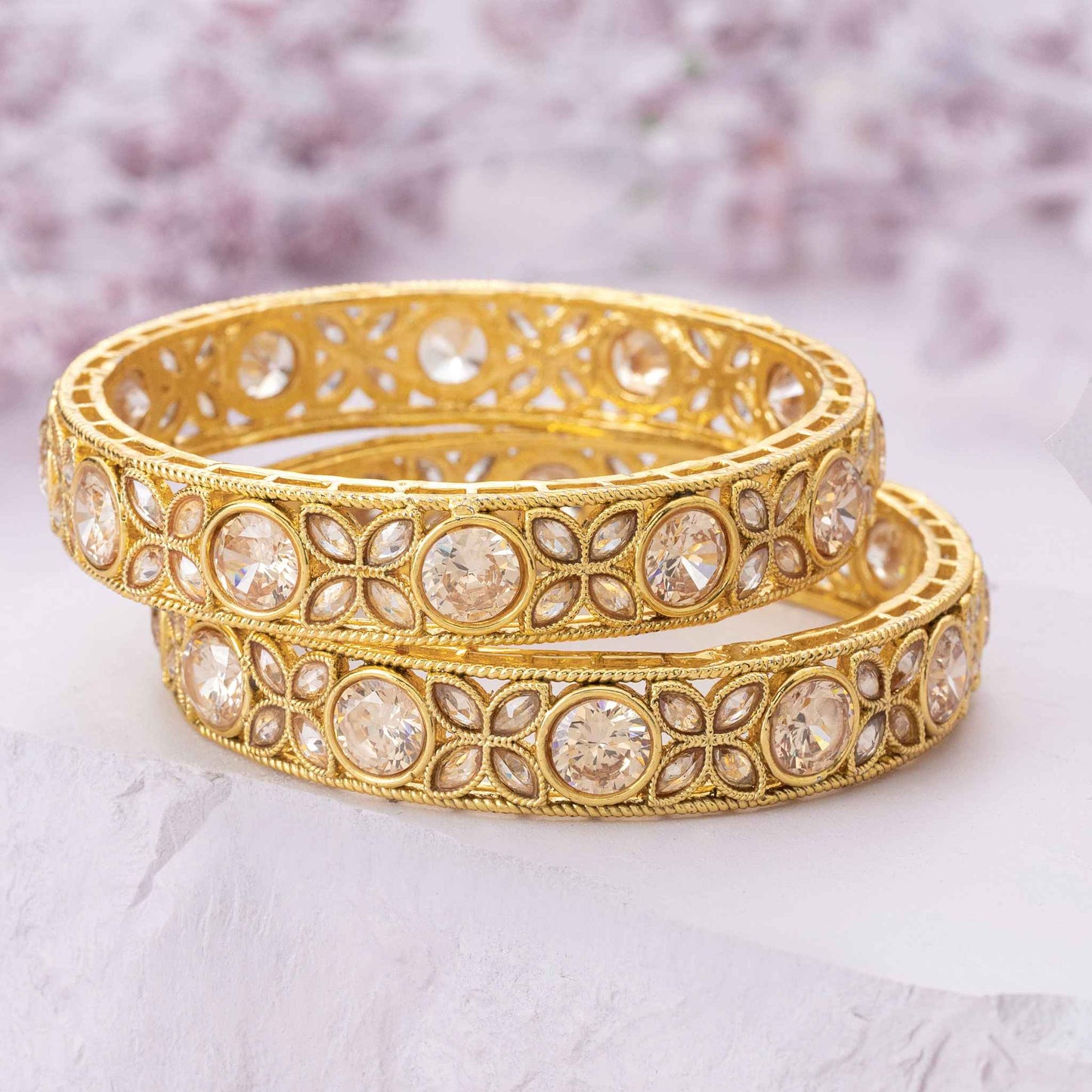 aurora gold bangles 2 piece set