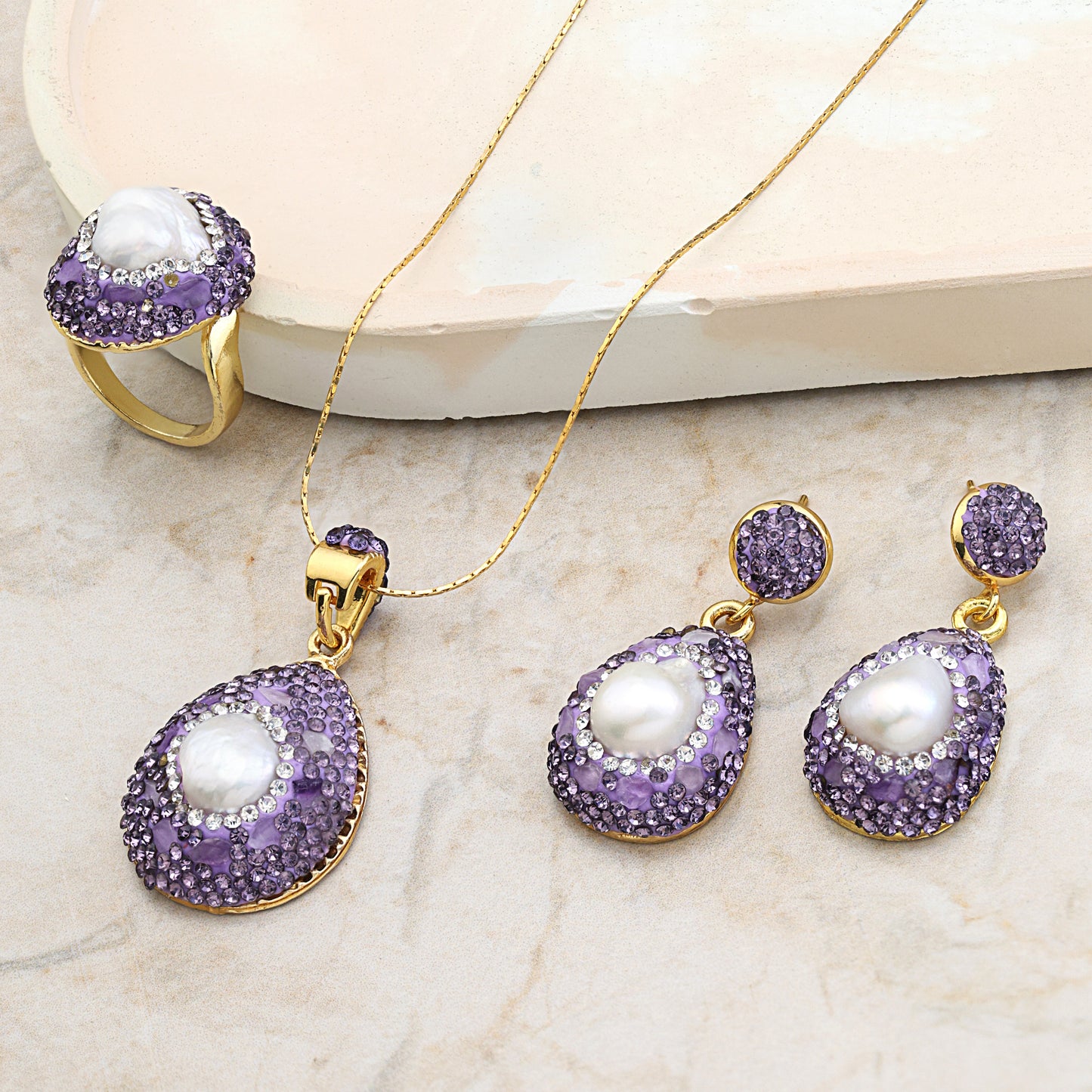Baroque Pearl Pendant Necklace Set