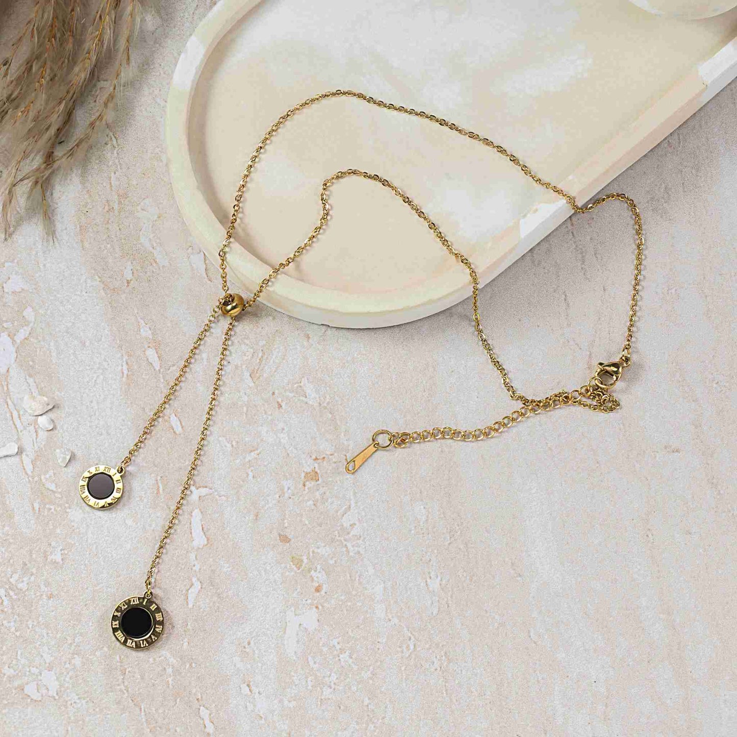 Bi-Charm Medallion Necklace black