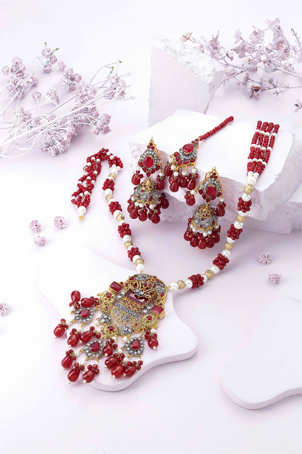 Red Empress Stone Mala Set