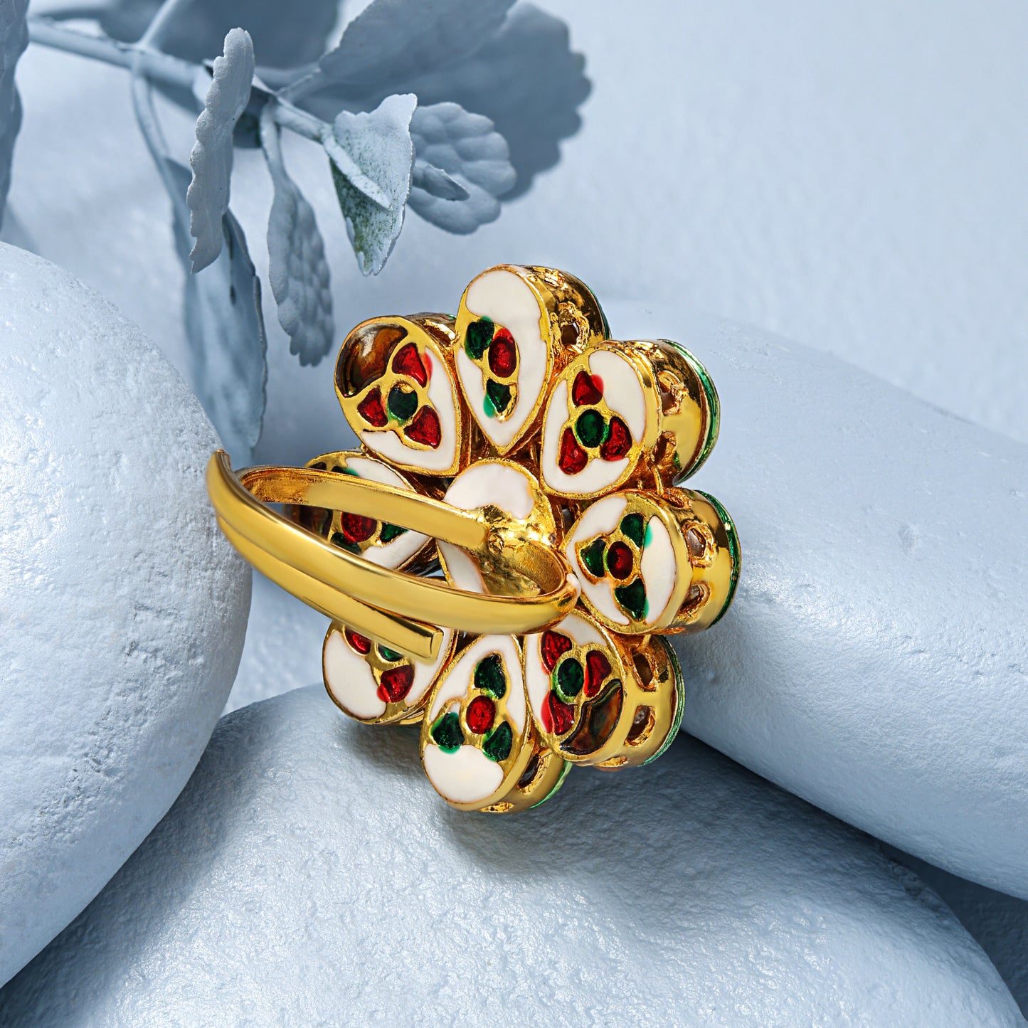 daisy kundan flower ring