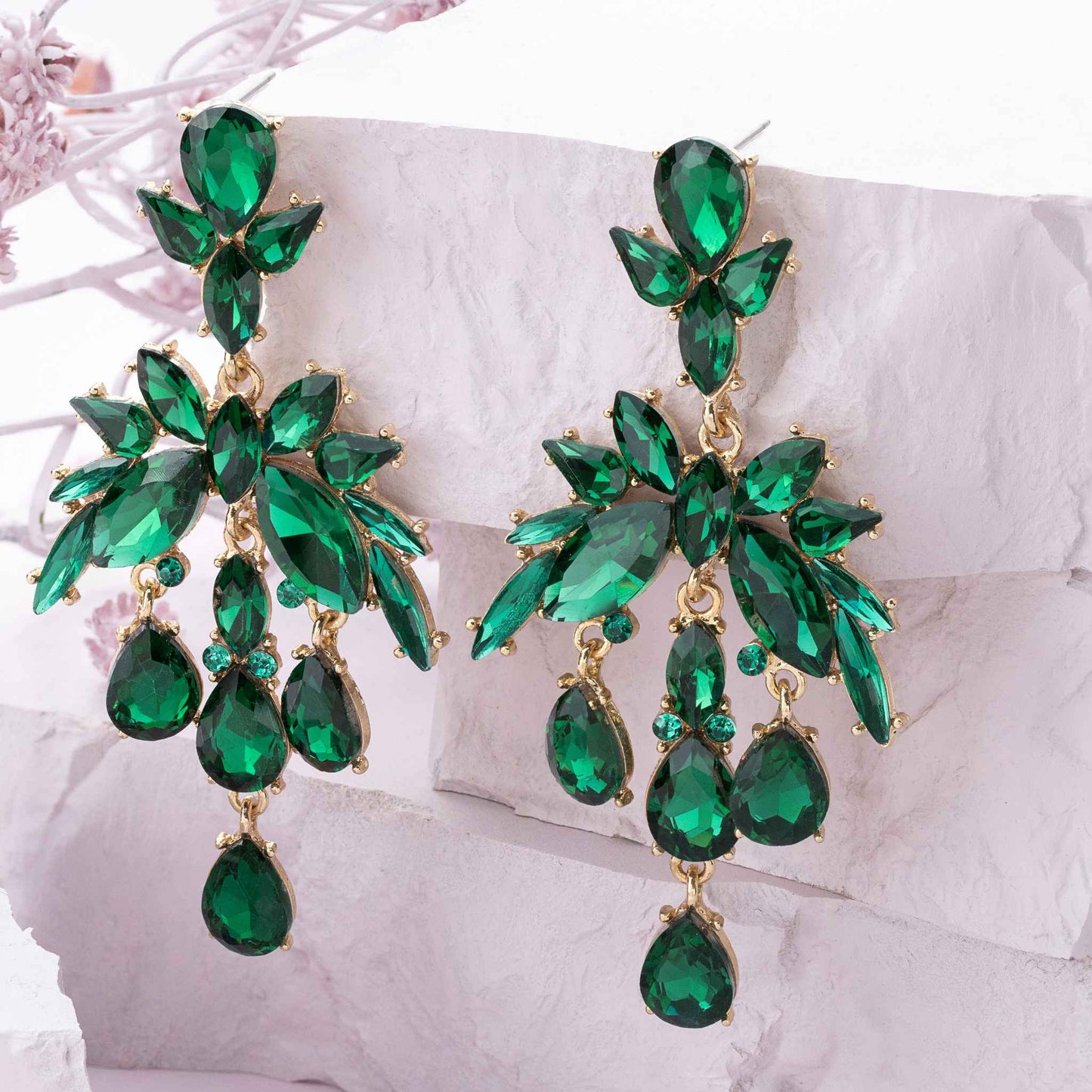 Malachite Long Drop Dangling Earrings