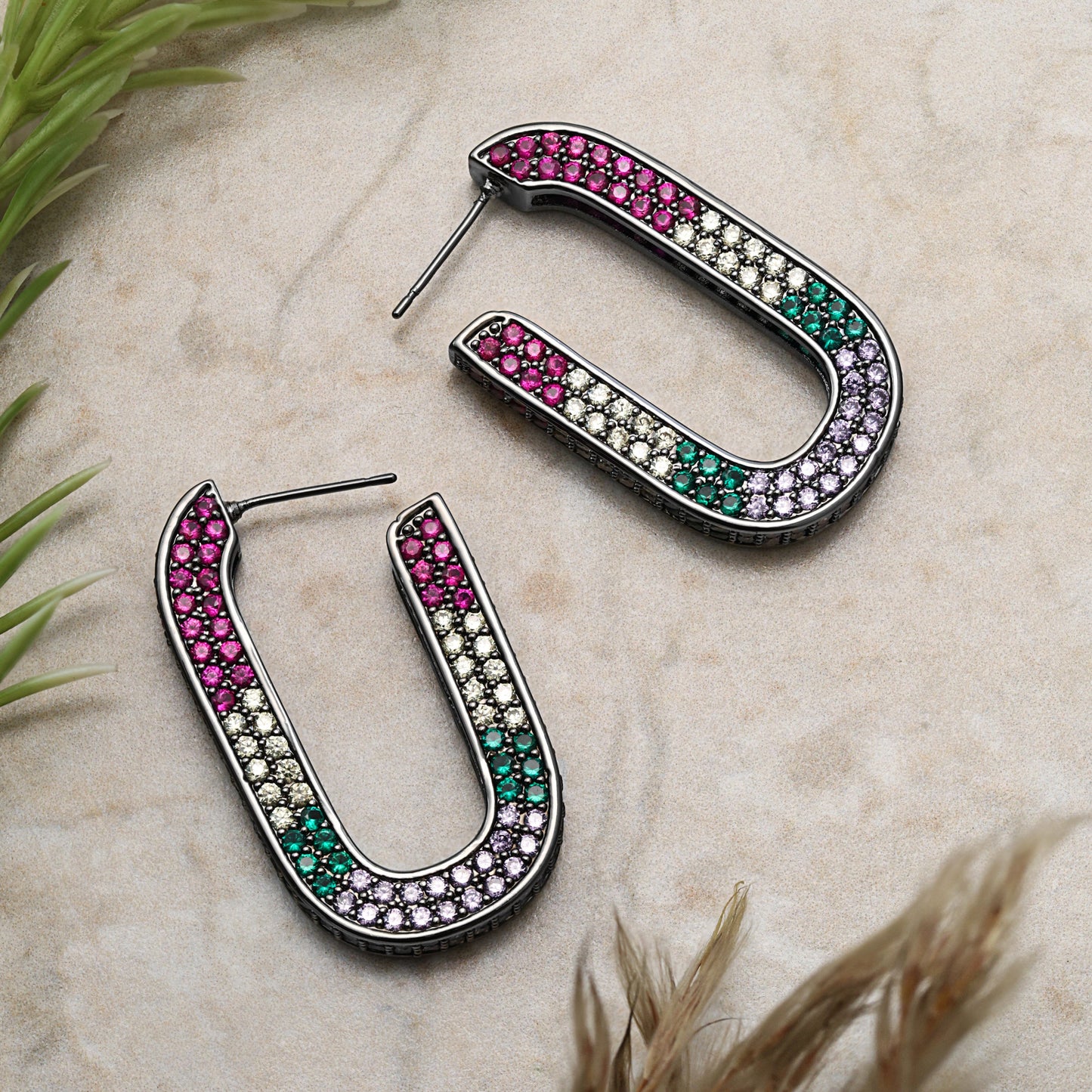 u shape zircon hoop earrings for women