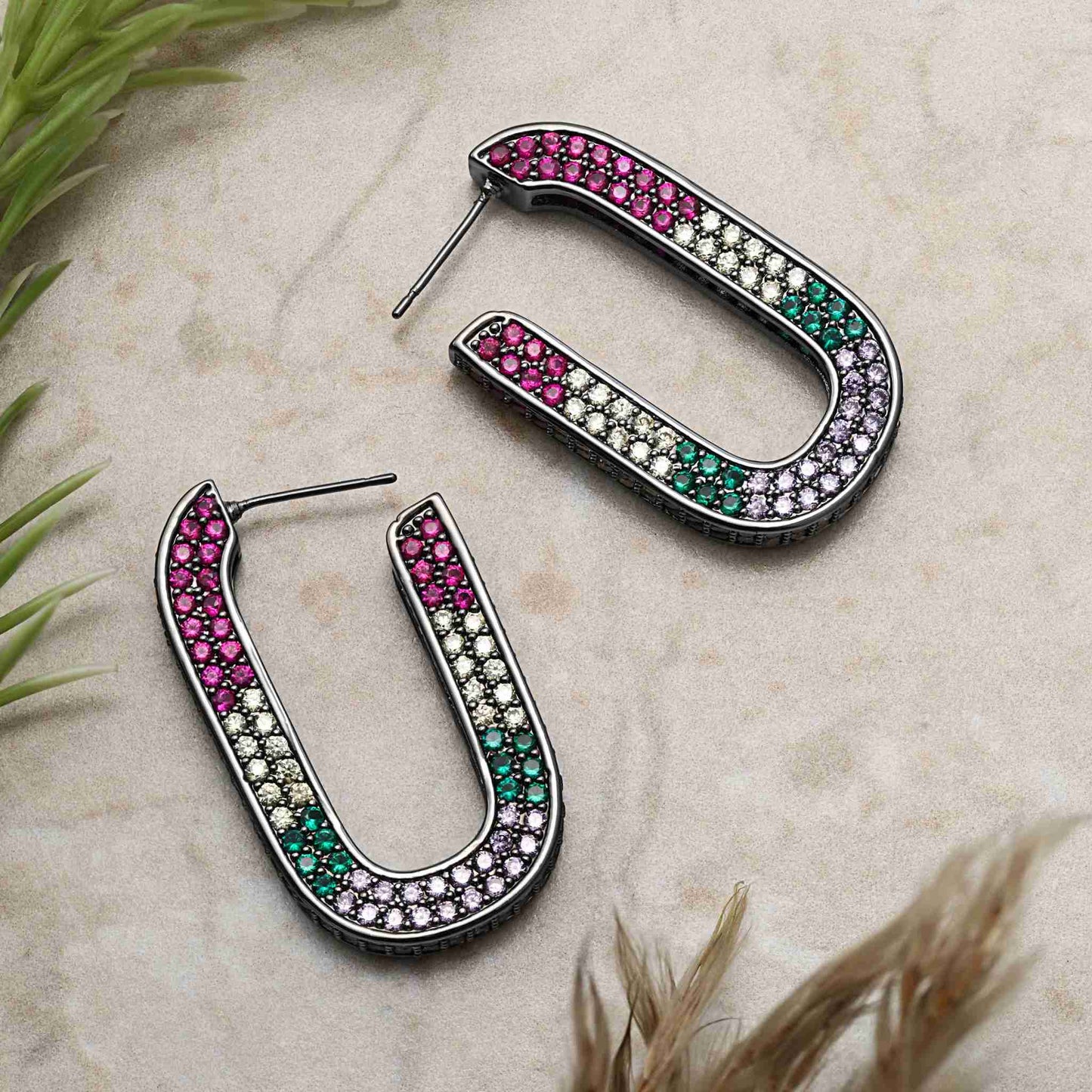 u shape zircon hoop earrings for women