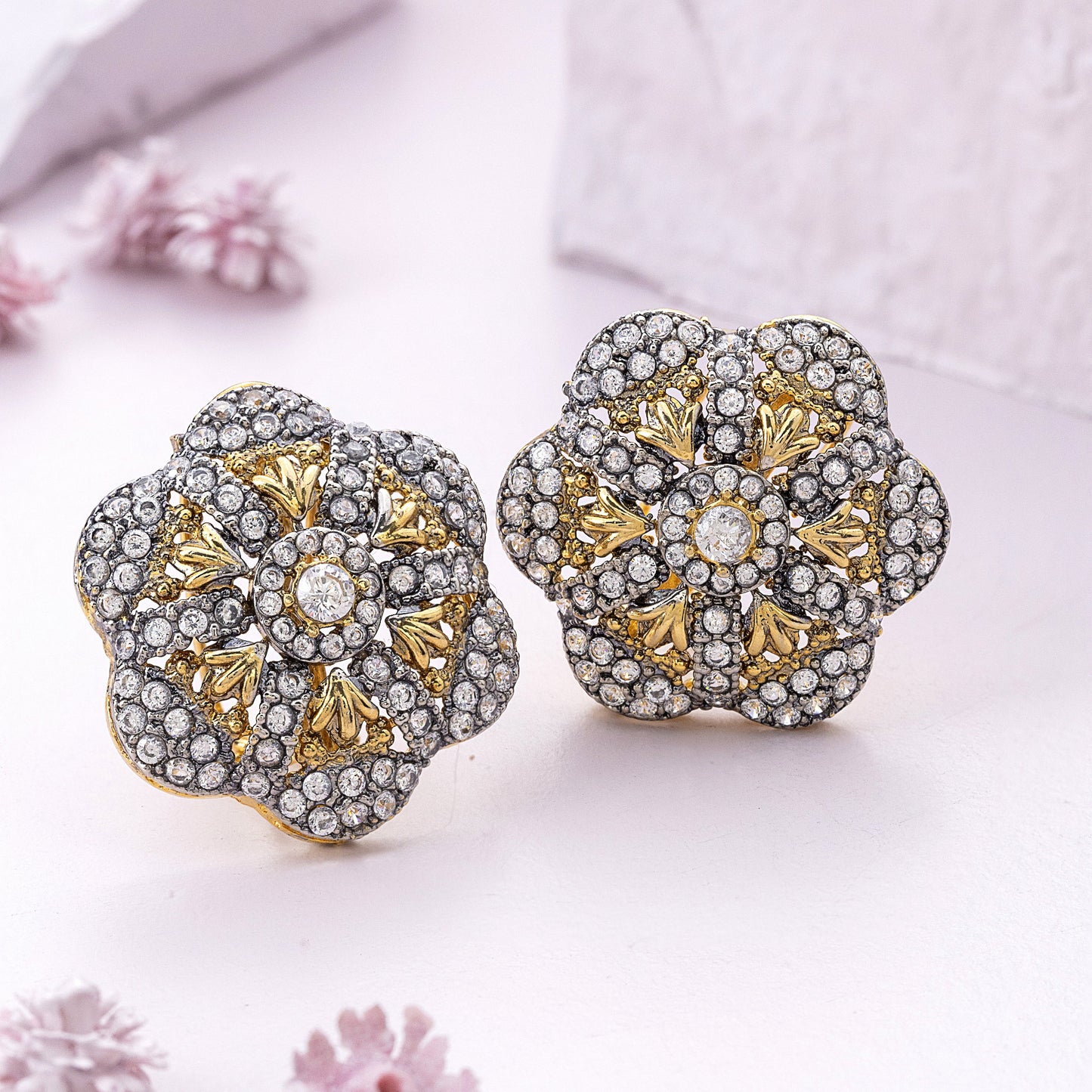flower zircon stud earrings
