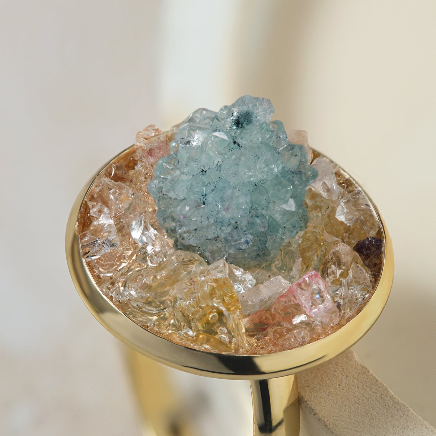Aqua Druzy Stone Ring