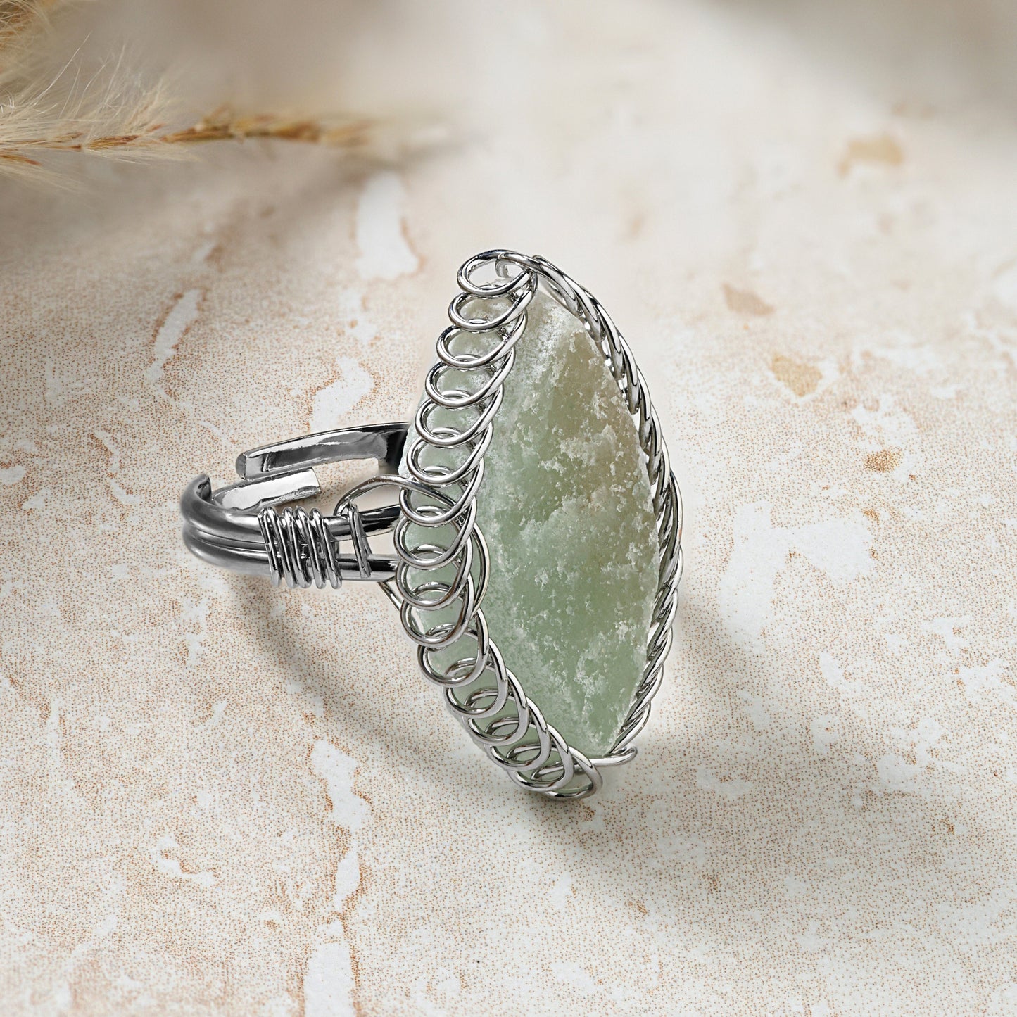aventurine spiral stone ring