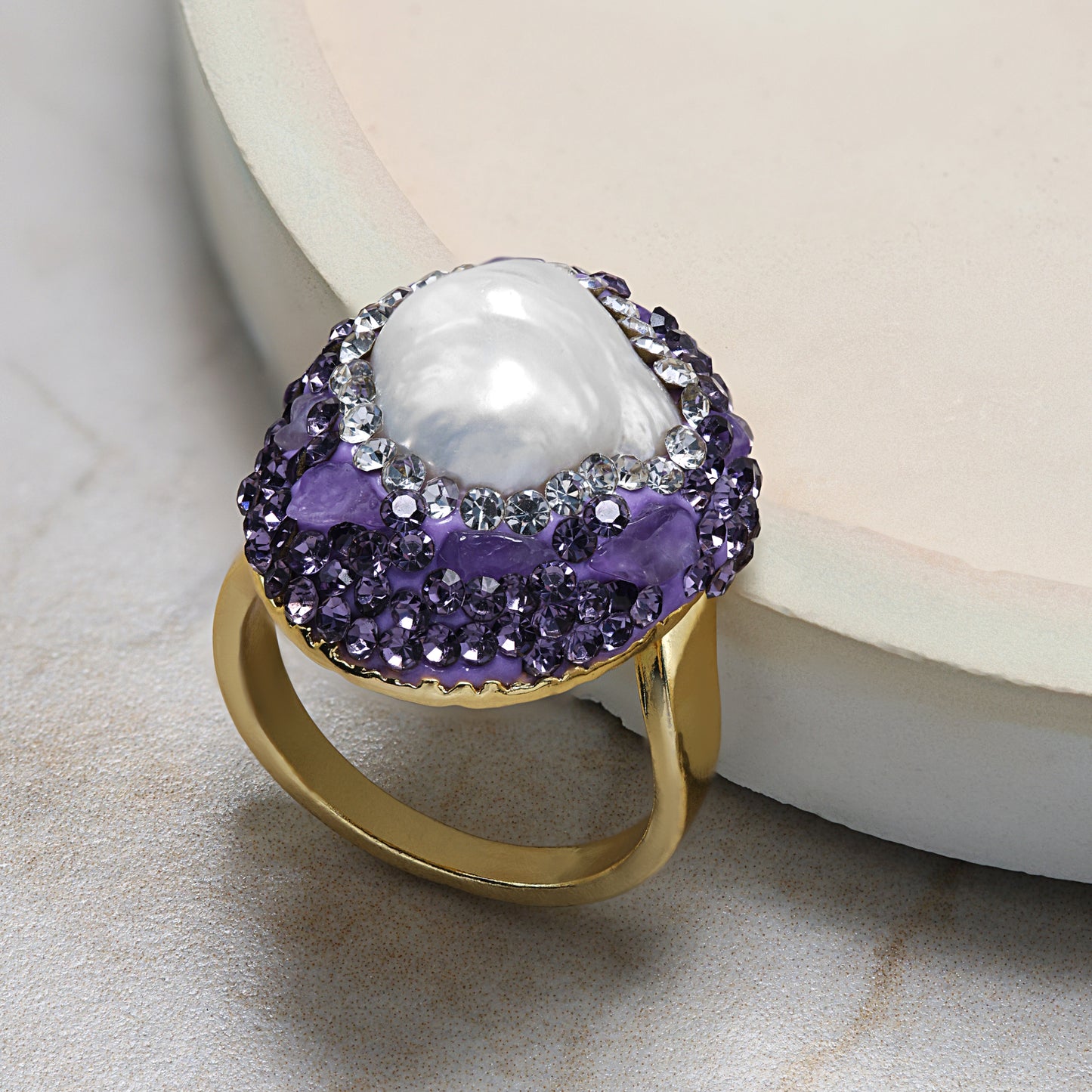 baroque pearl adjustable ring