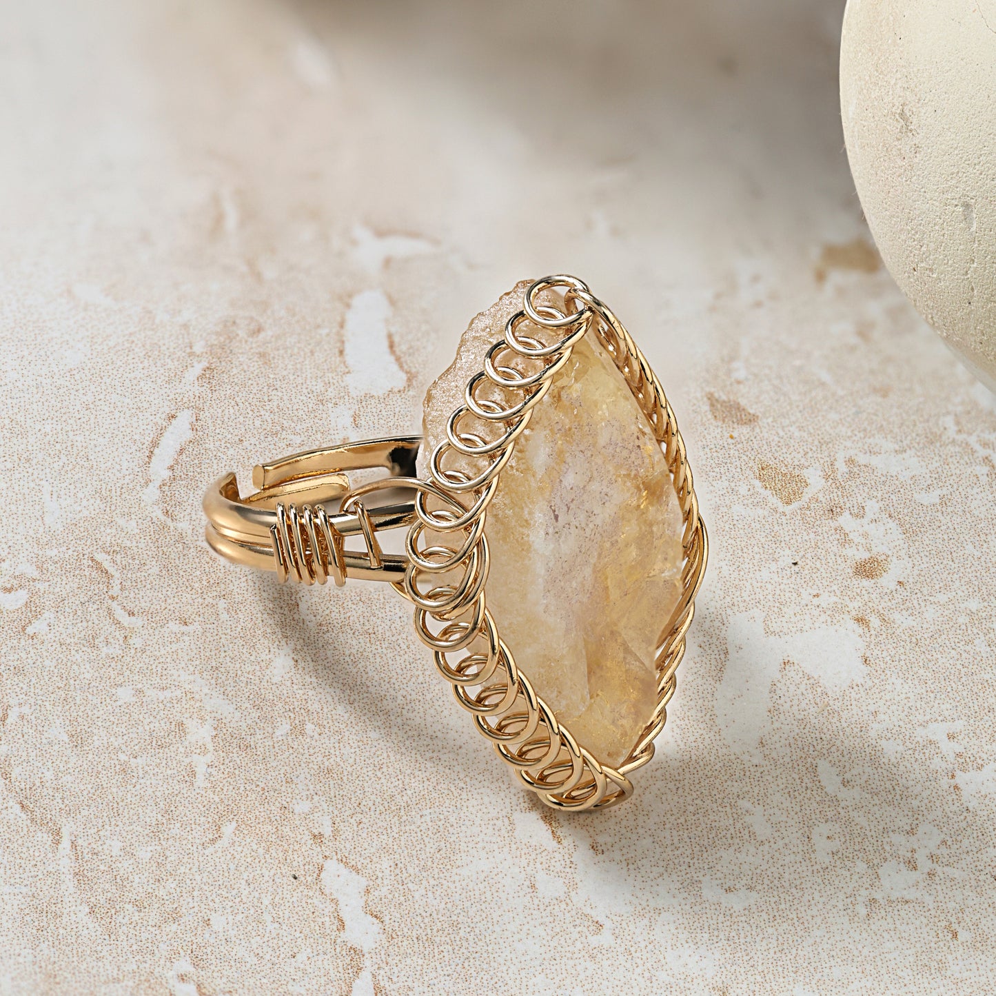 Citrine - Spiral Stone Ring
