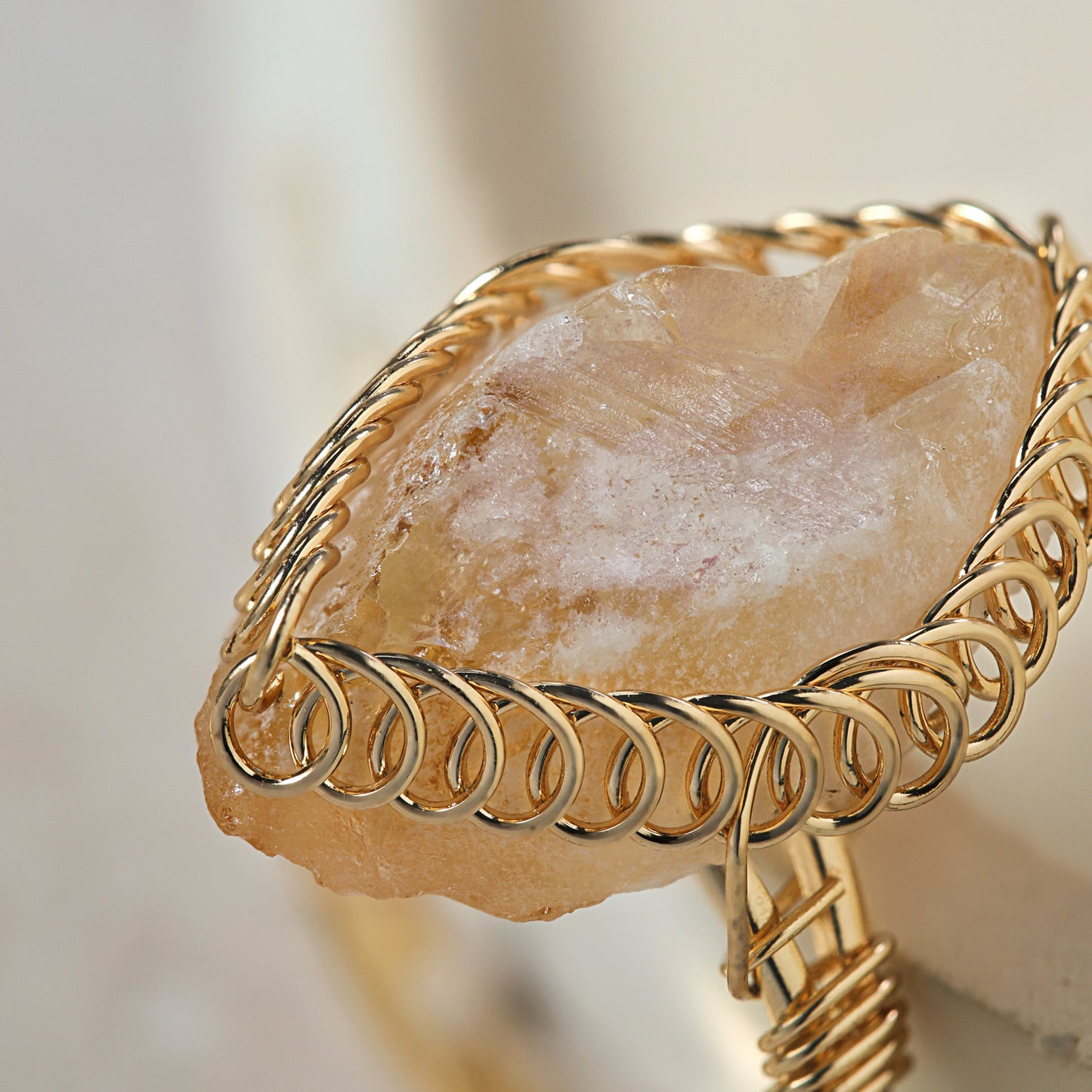 Citrine - Spiral Stone Ring
