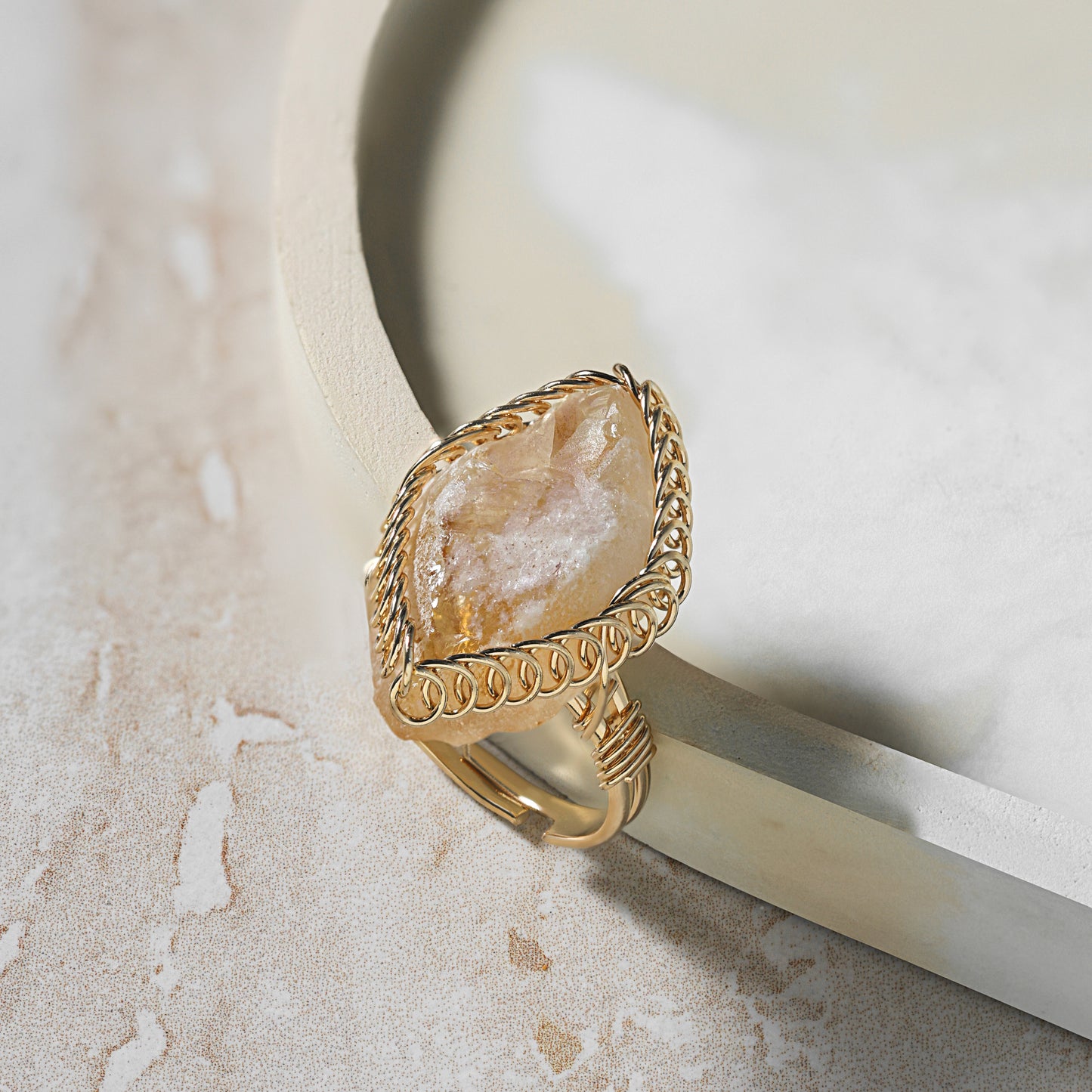 Citrine - Spiral Stone Ring