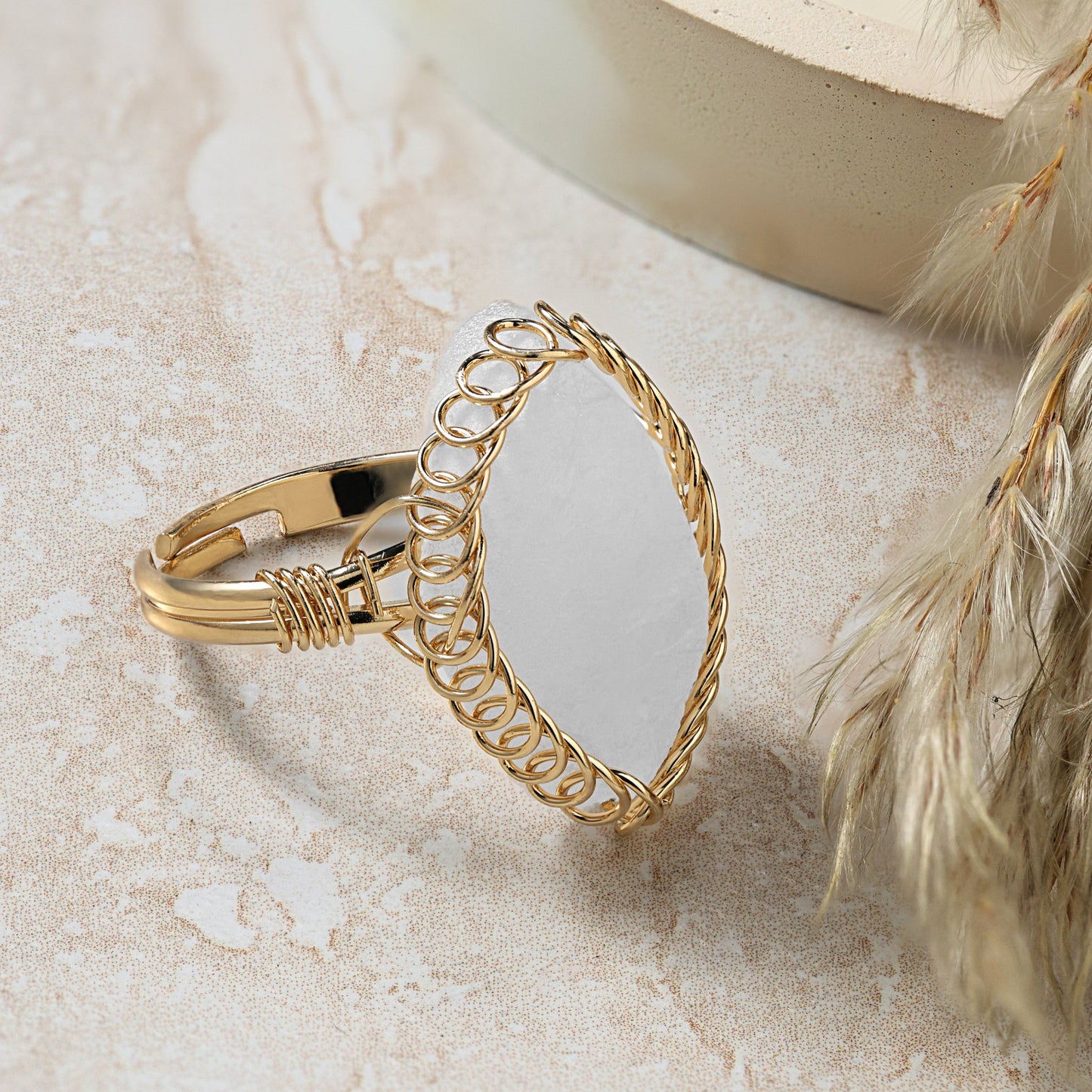 Clear Quartz - Spiral Stone Ring