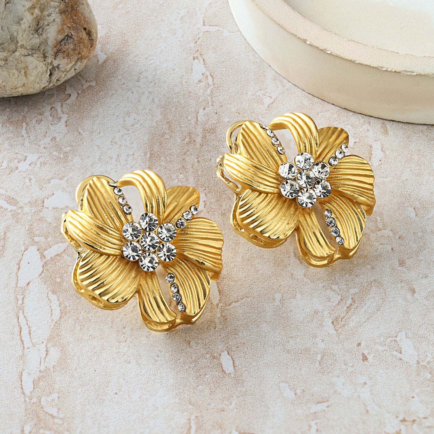 Cosmo Matte Gold Flower Earrings