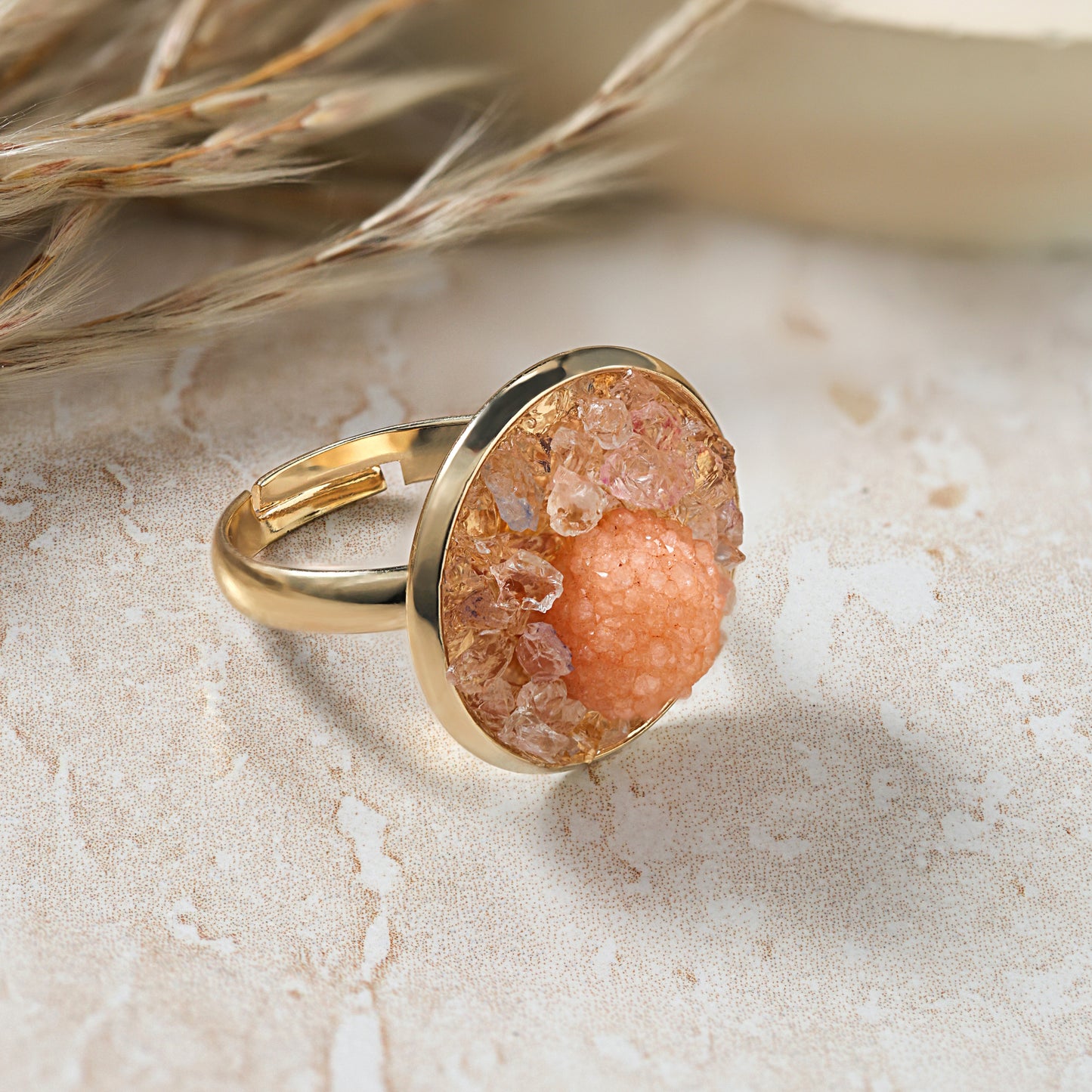 Druzy - Crushed Stone Ring orange