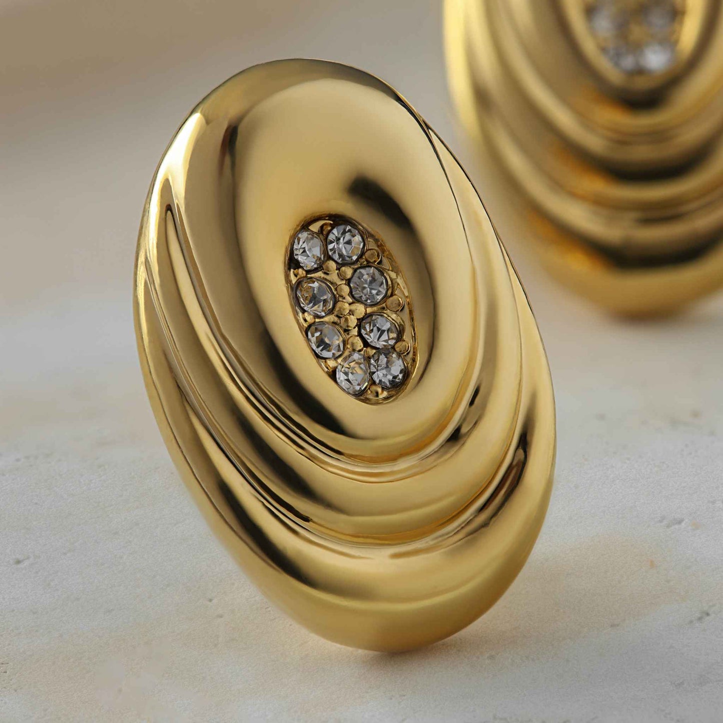 Ellipse - Gold Drop Earrings