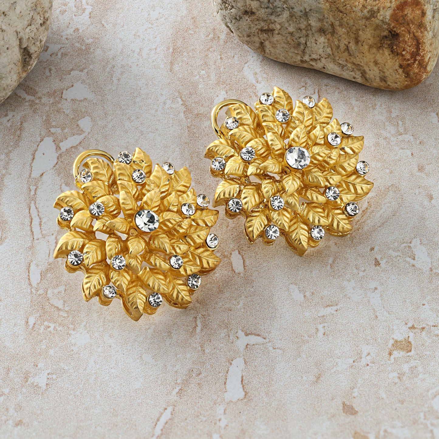 Floral Matte Gold Leaf Studs