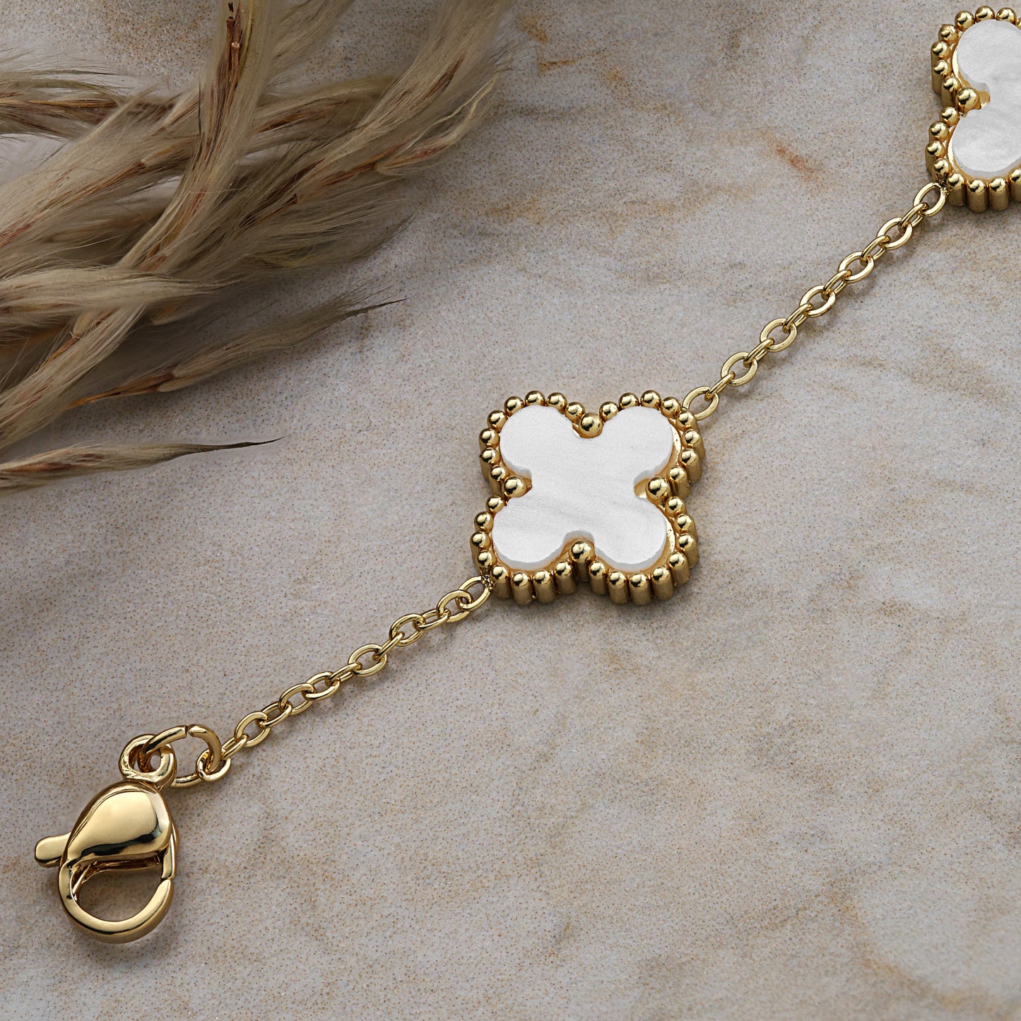 white flower charm bracelet for women
