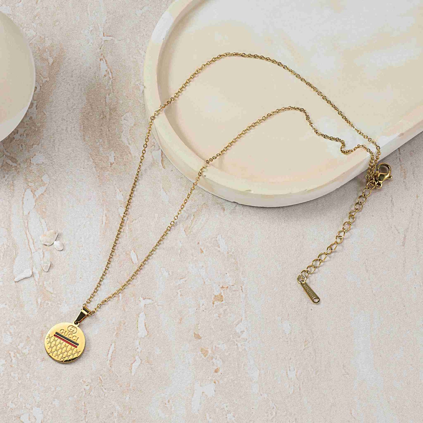 Gucci Gold Logo Pendant Necklace