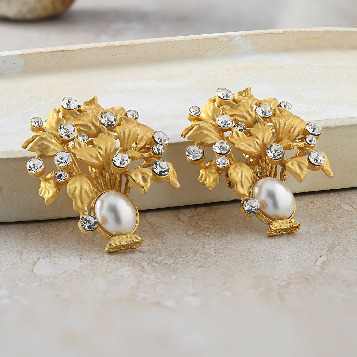 lotus matte gold earrings