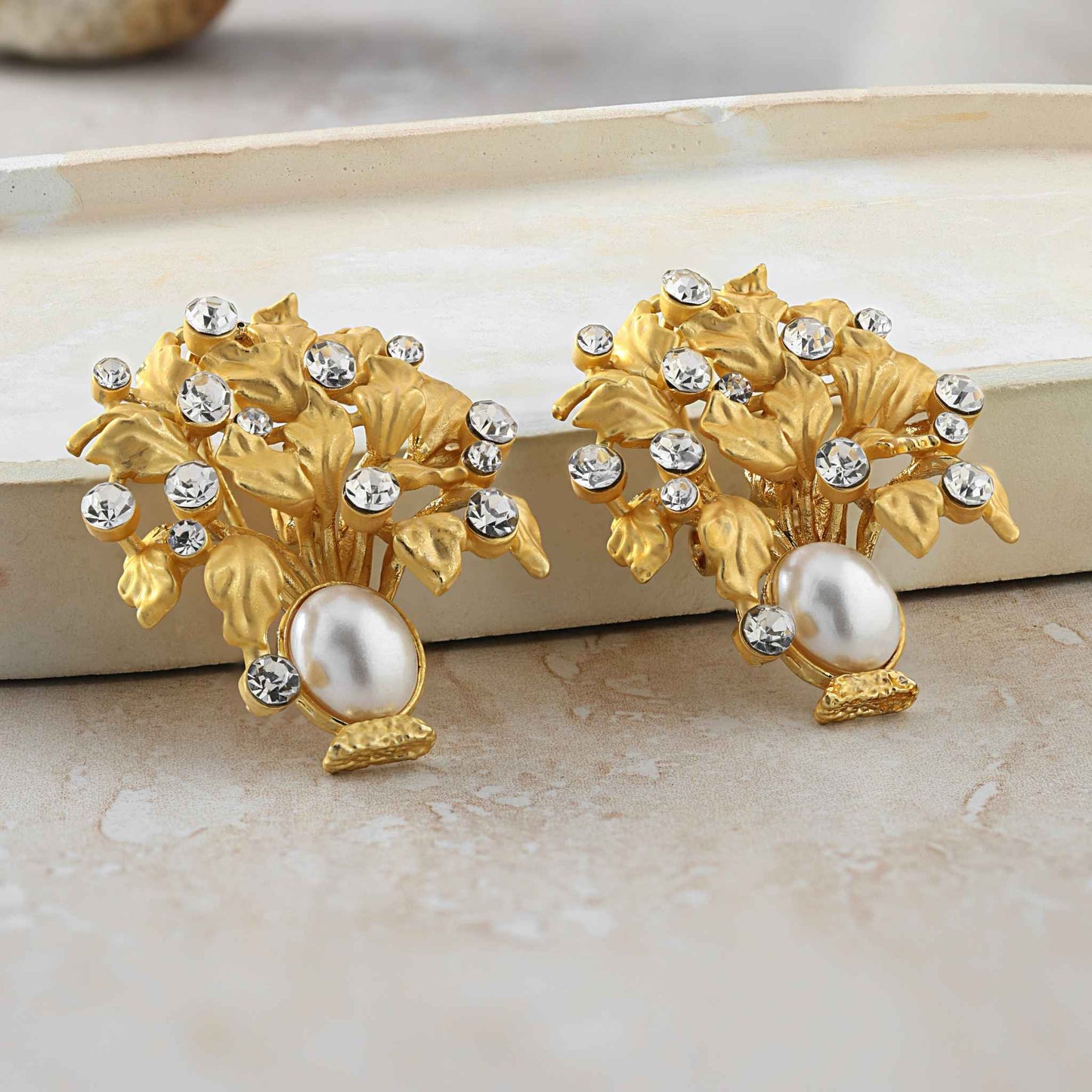 lotus matte gold earrings