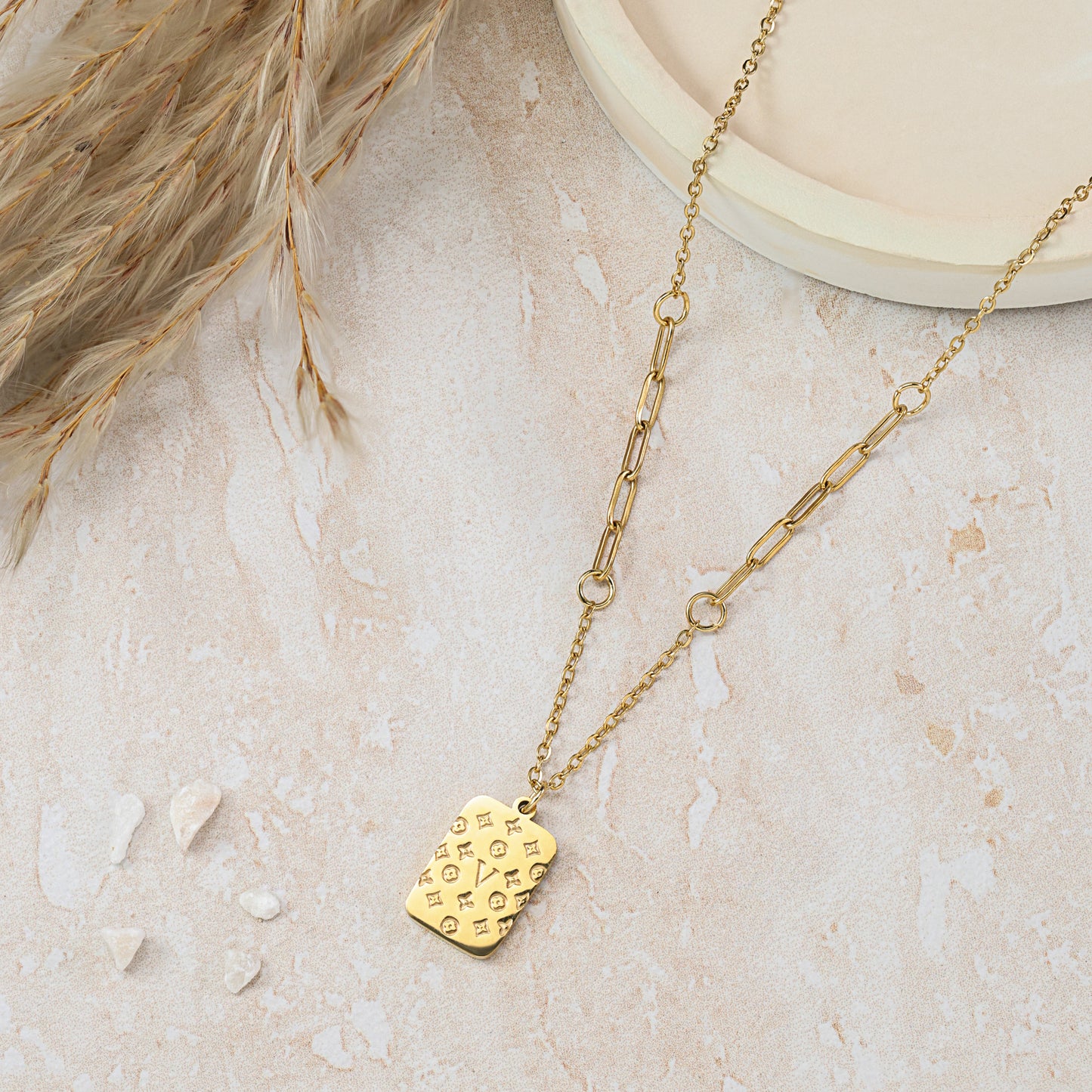 LV Gold Tag Pendant
