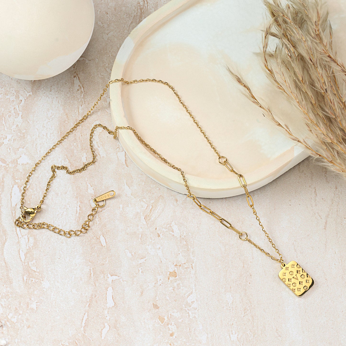LV Gold Tag Pendant