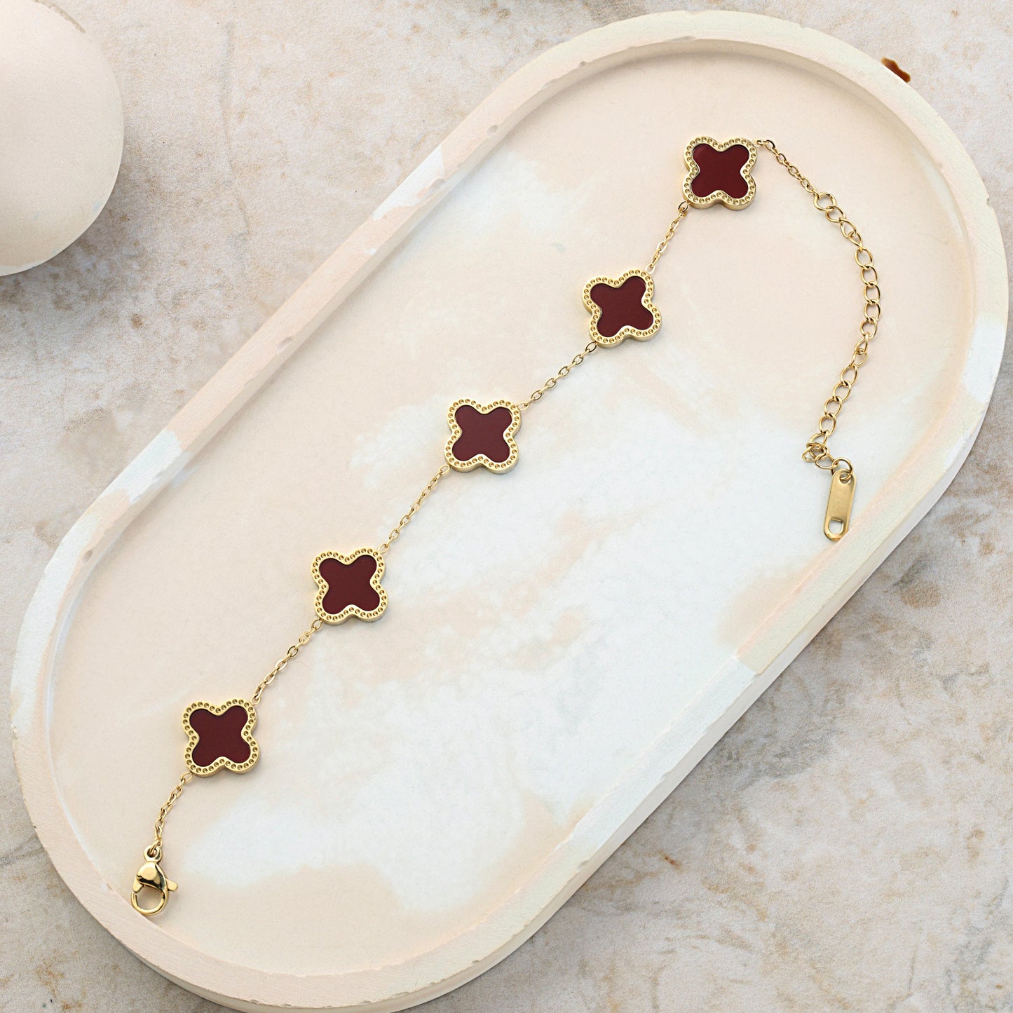 red flower charm bracelet