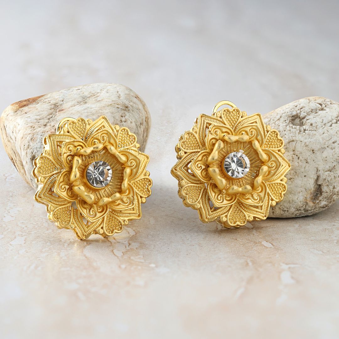 Poppy Gold flower Studs