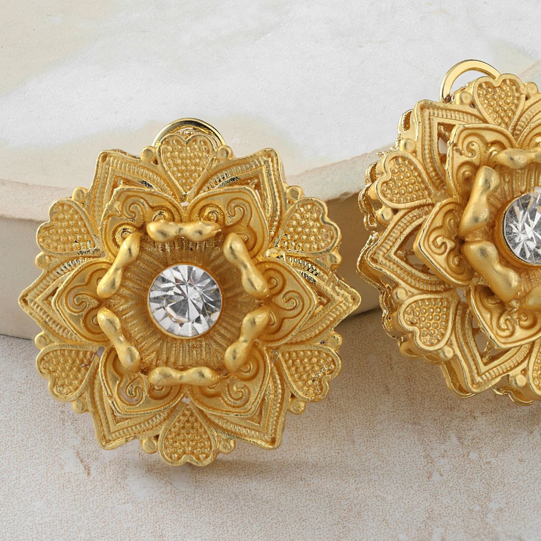 Poppy Gold flower Studs