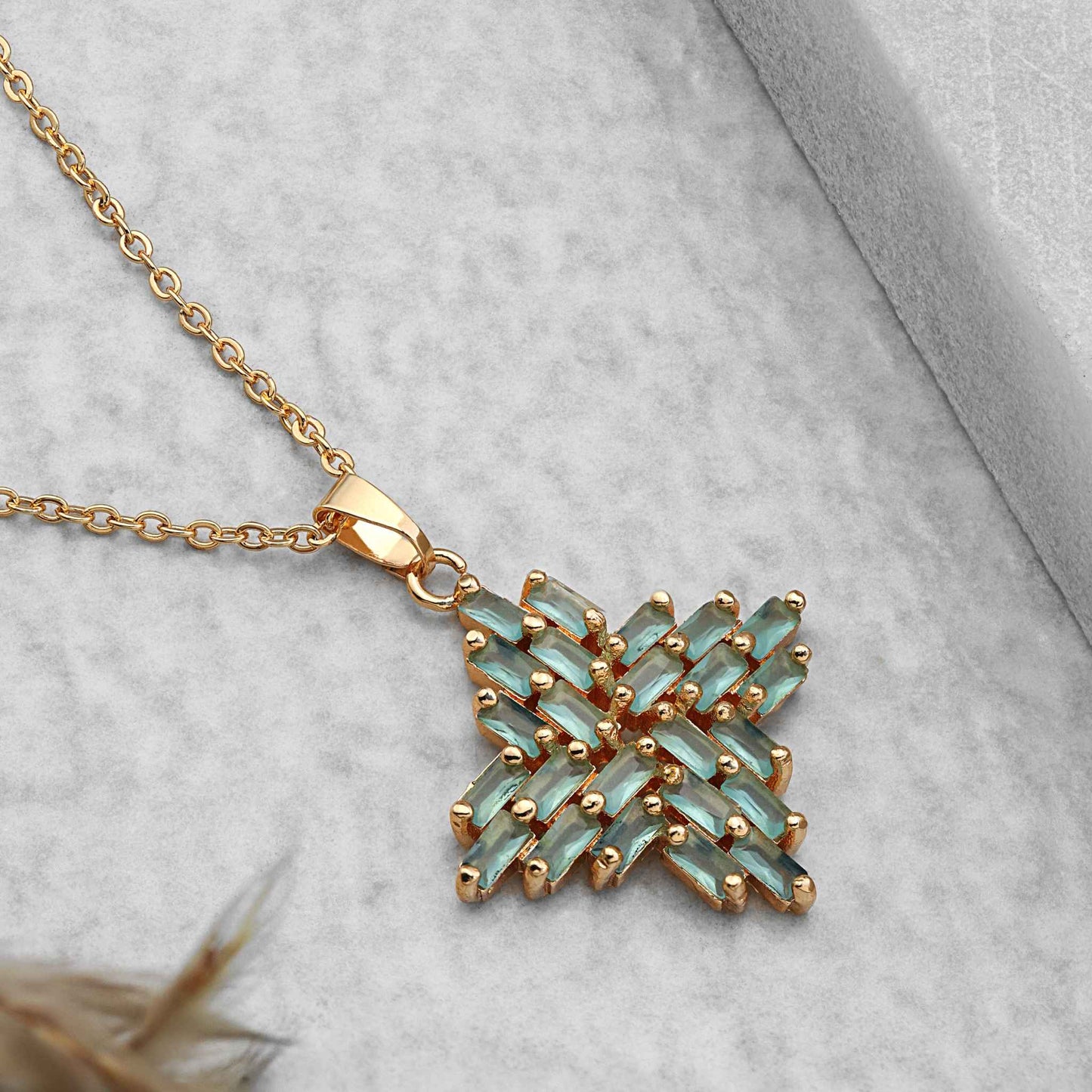 premium gold plated mint green pendant