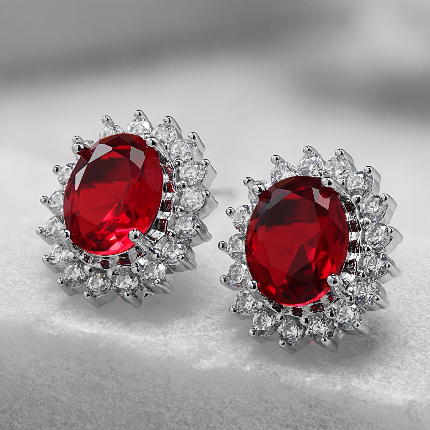 red stone zircon ear studs