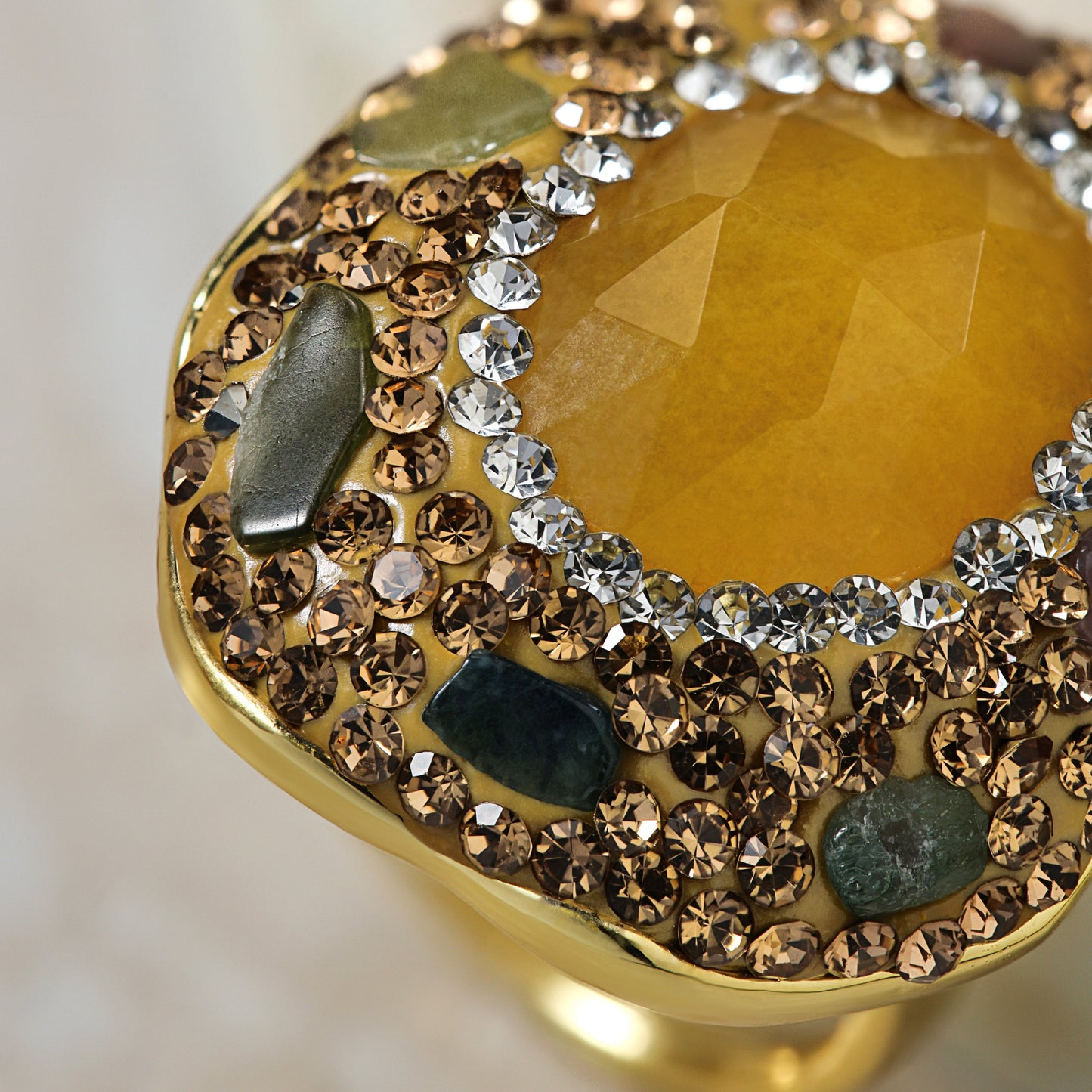 Stone Inlays Zircon adjustable gold Ring