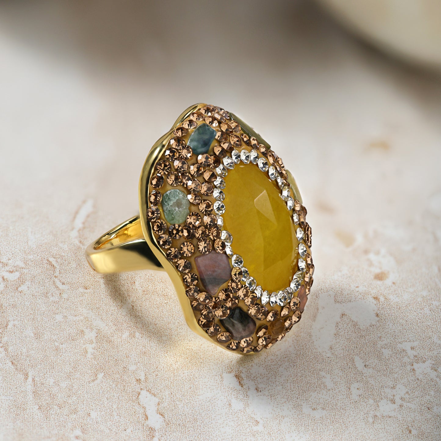 Stone Inlays Zircon Ring