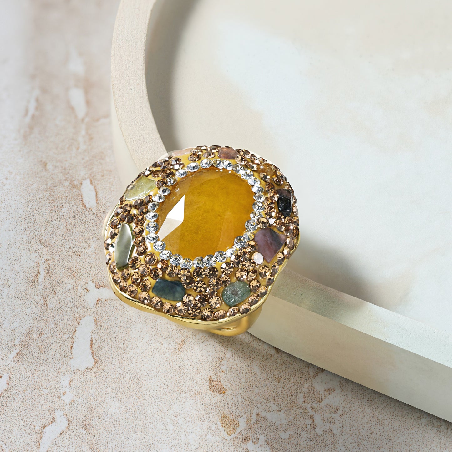 Stone Inlays Zircon Ring for women