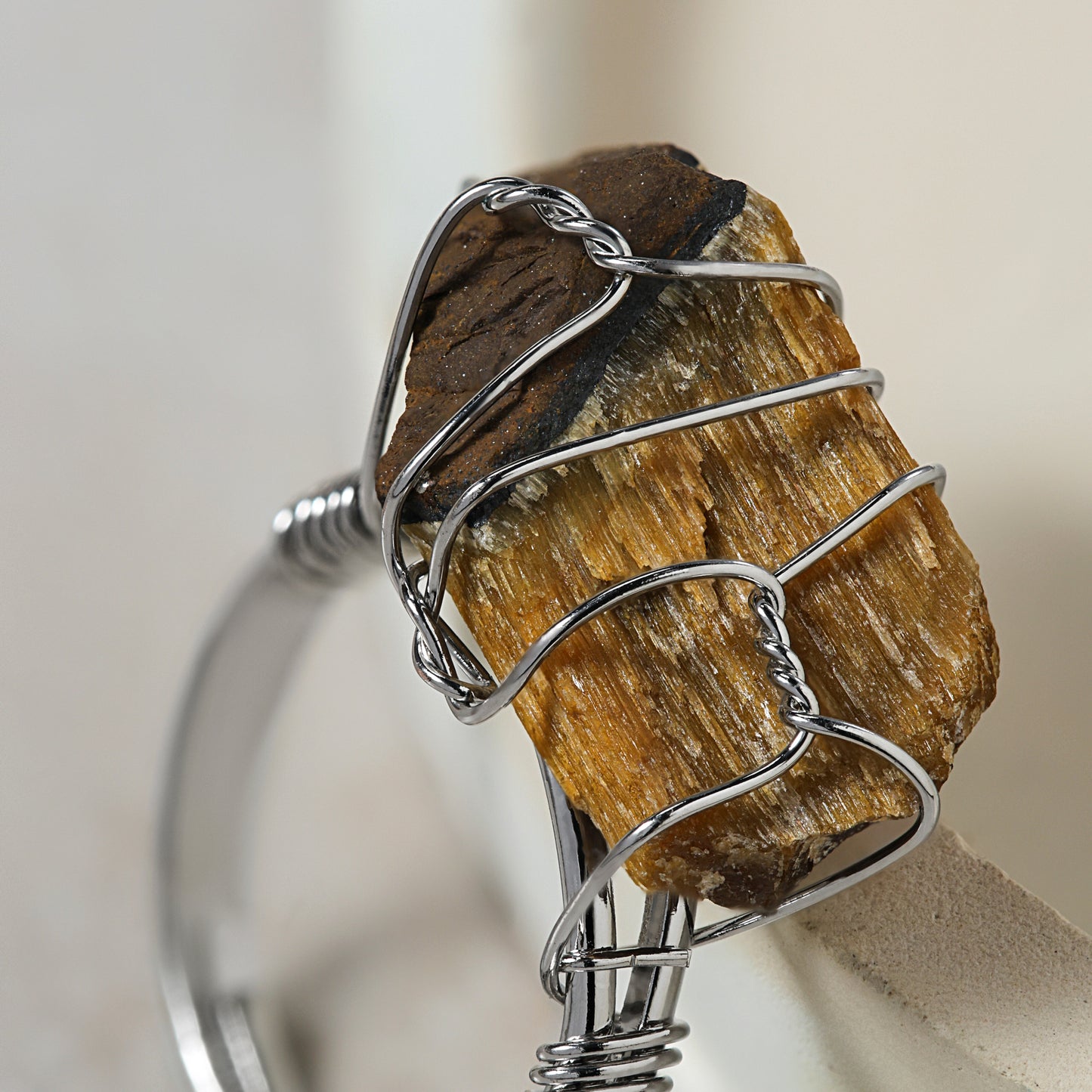 Tiger Eye - Wire Wrapped Stone Ring