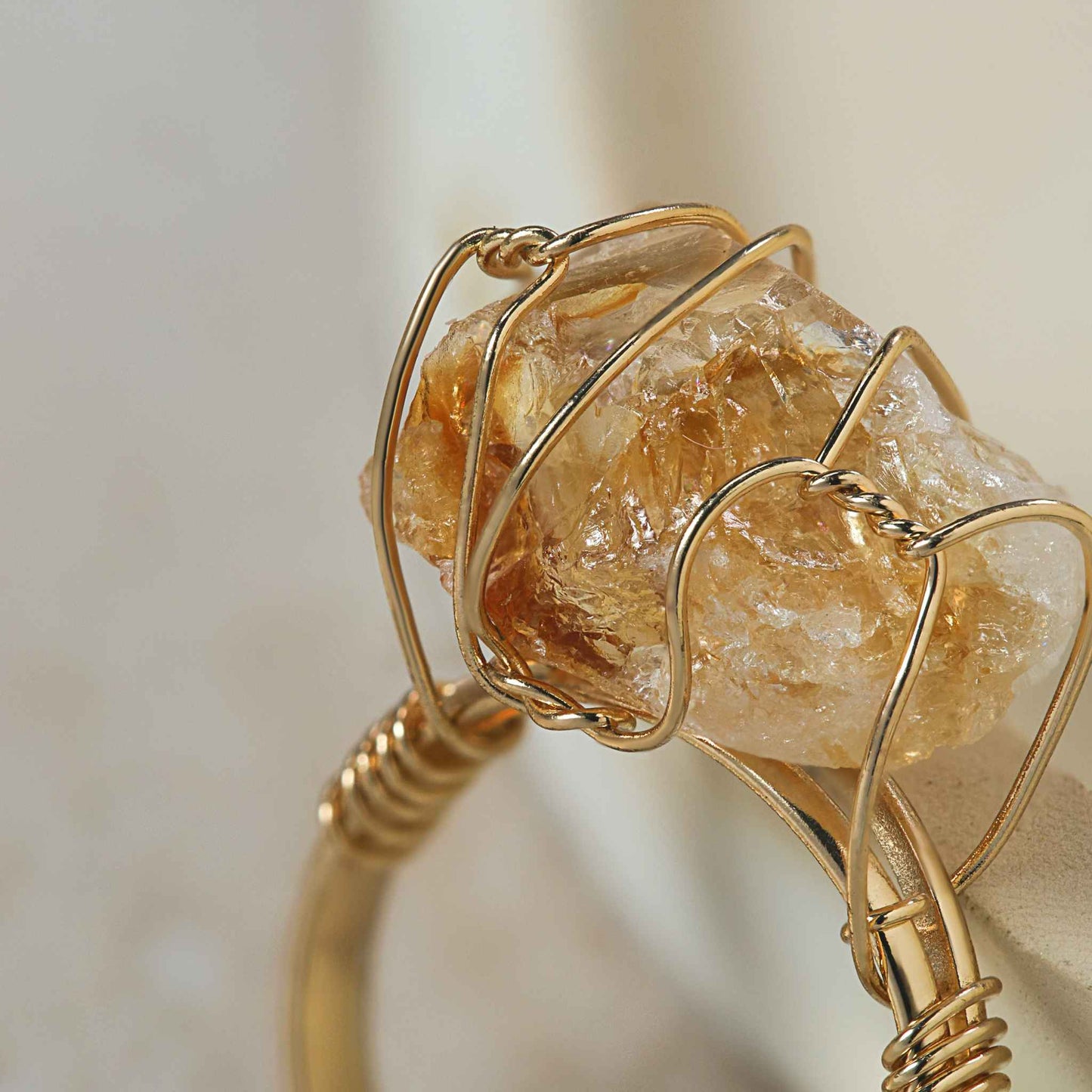 Wire-Wrapped Stone Ring citrine