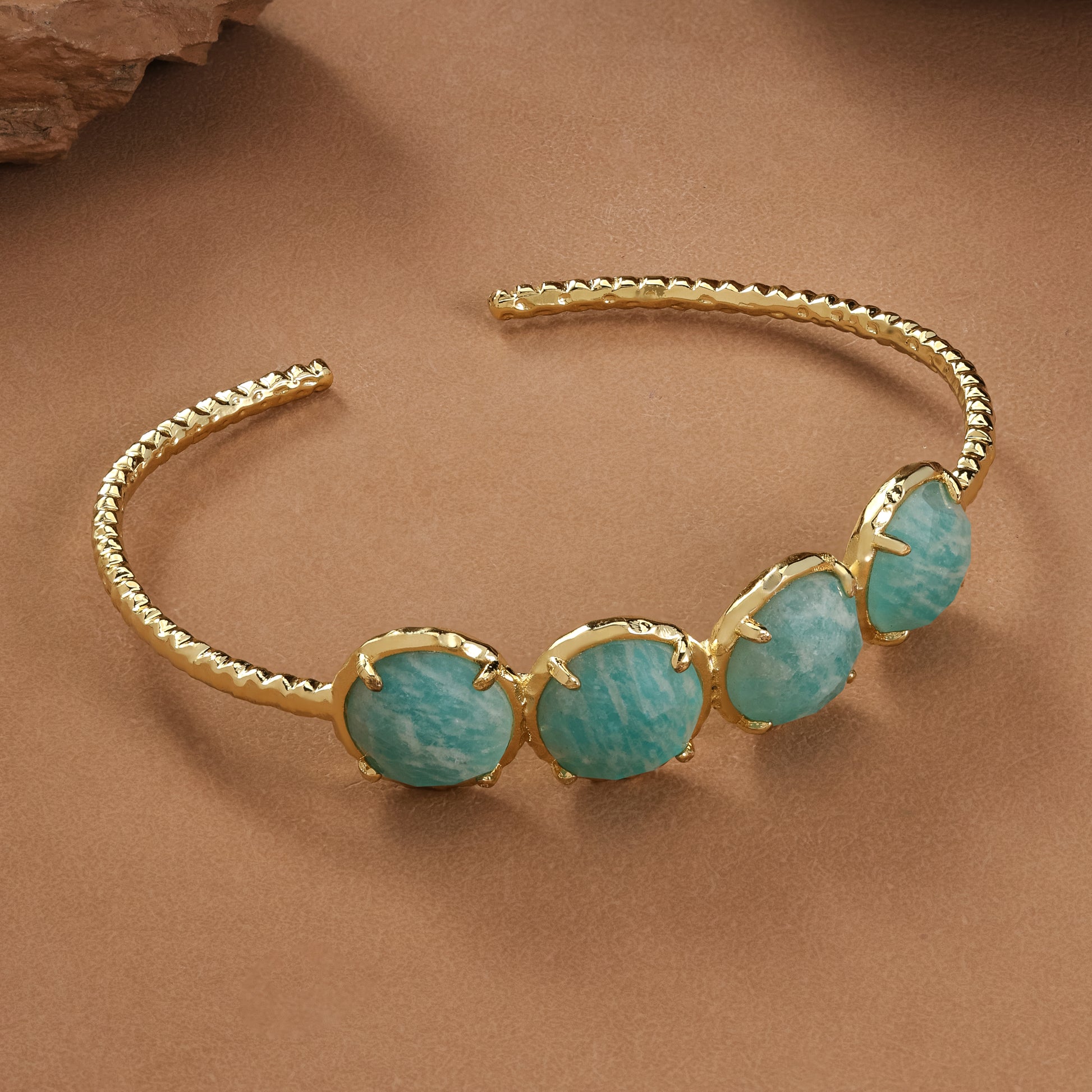 Amazonite Gold Cuff Bracelet