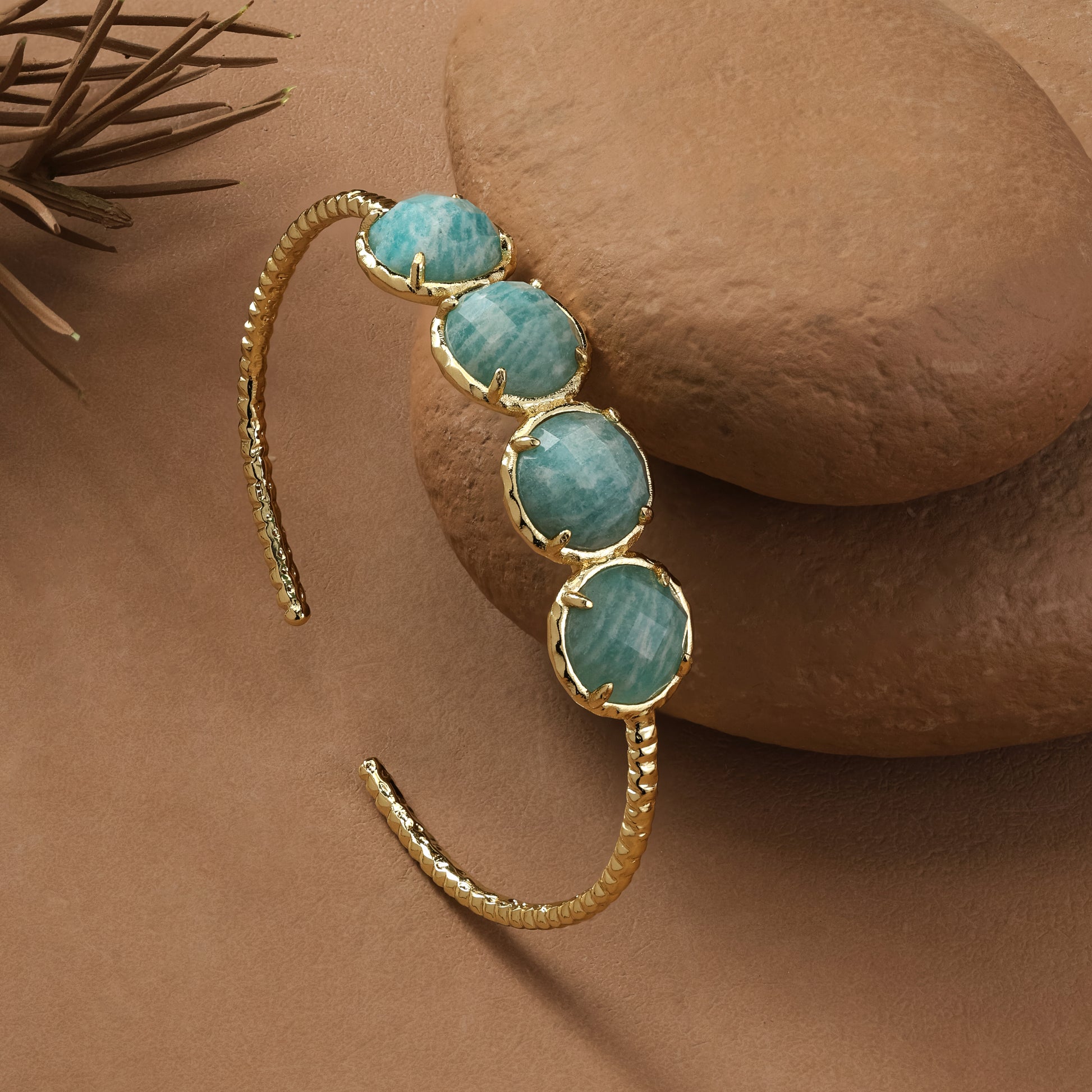 Amazonite Gold Cuff Bracelet