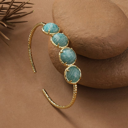Amazonite Gold Cuff Bracelet