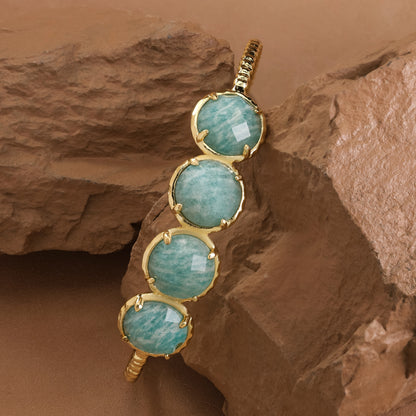 Amazonite Gold Cuff Bracelet