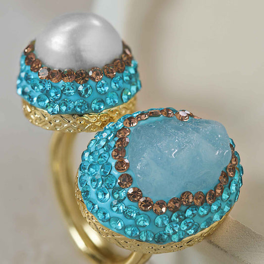 aqua dual stone cocktail ring