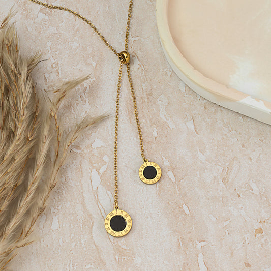 Bi-Charm Medallion Necklace black