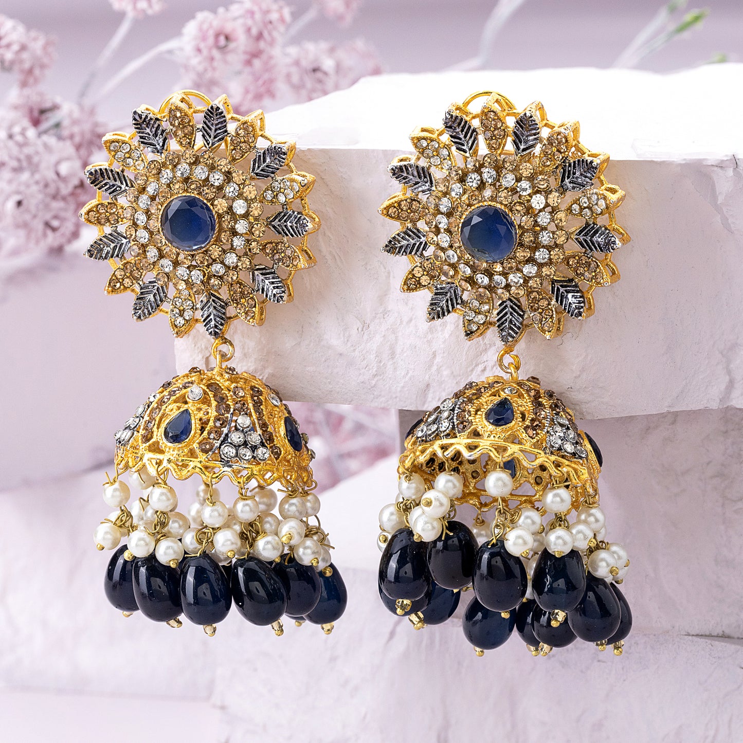 black bridal jhumkas