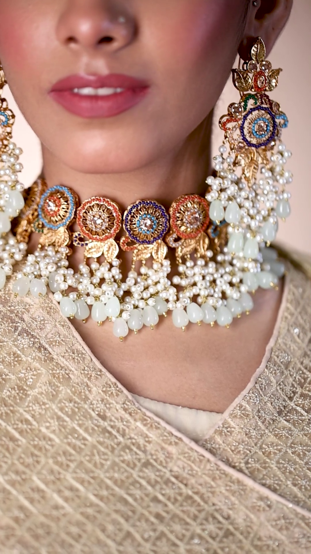 Jahanara - Navratan Polki Choker Set