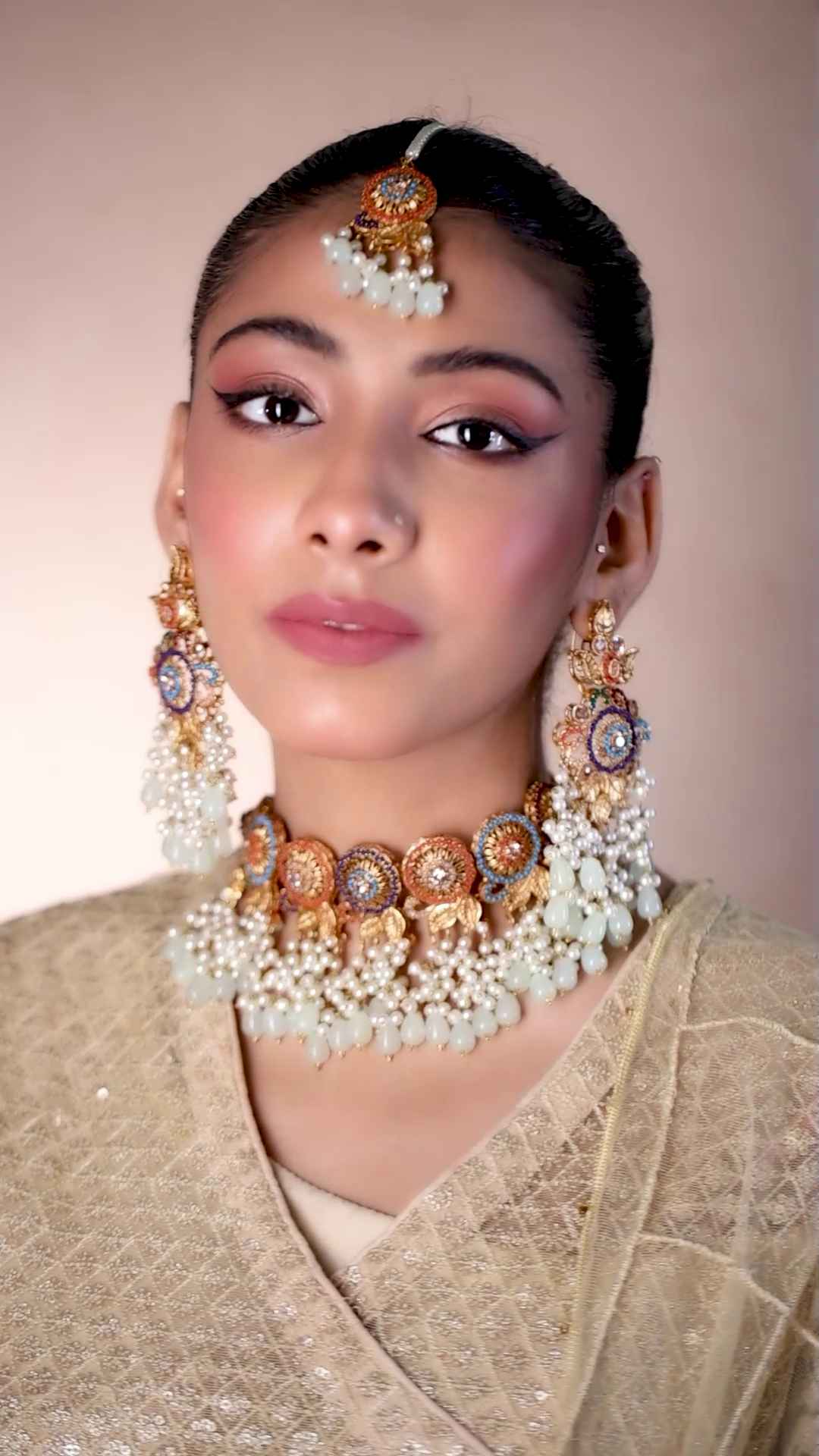 jahanara navratan polki choker set