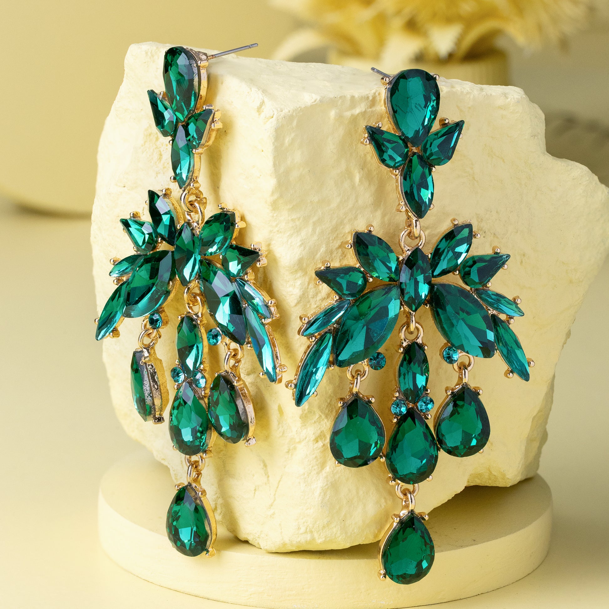 Malachite Long Drop Dangling Earrings